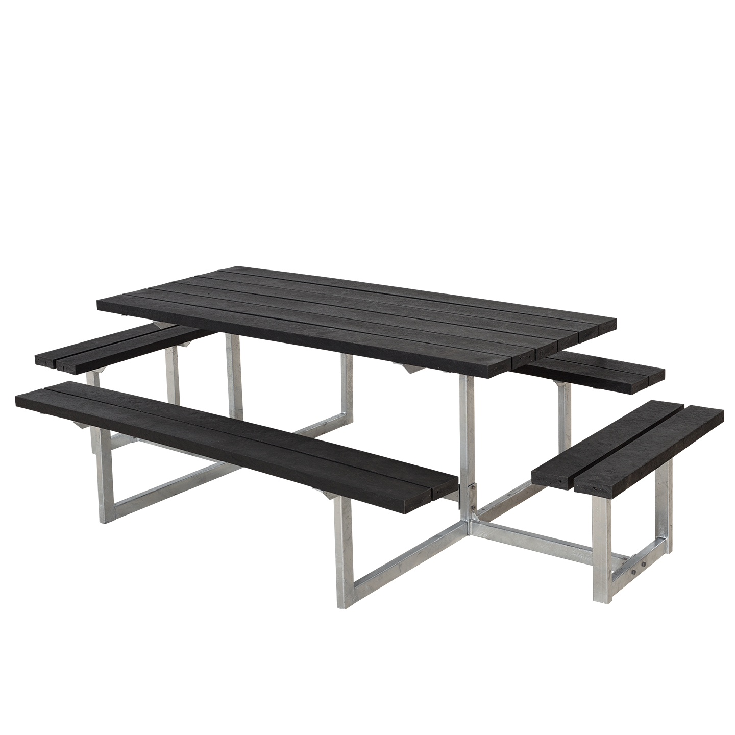 Basic Bord/Bænkesæt m/2 påbygninger - 260 cm - RePlast - Sort