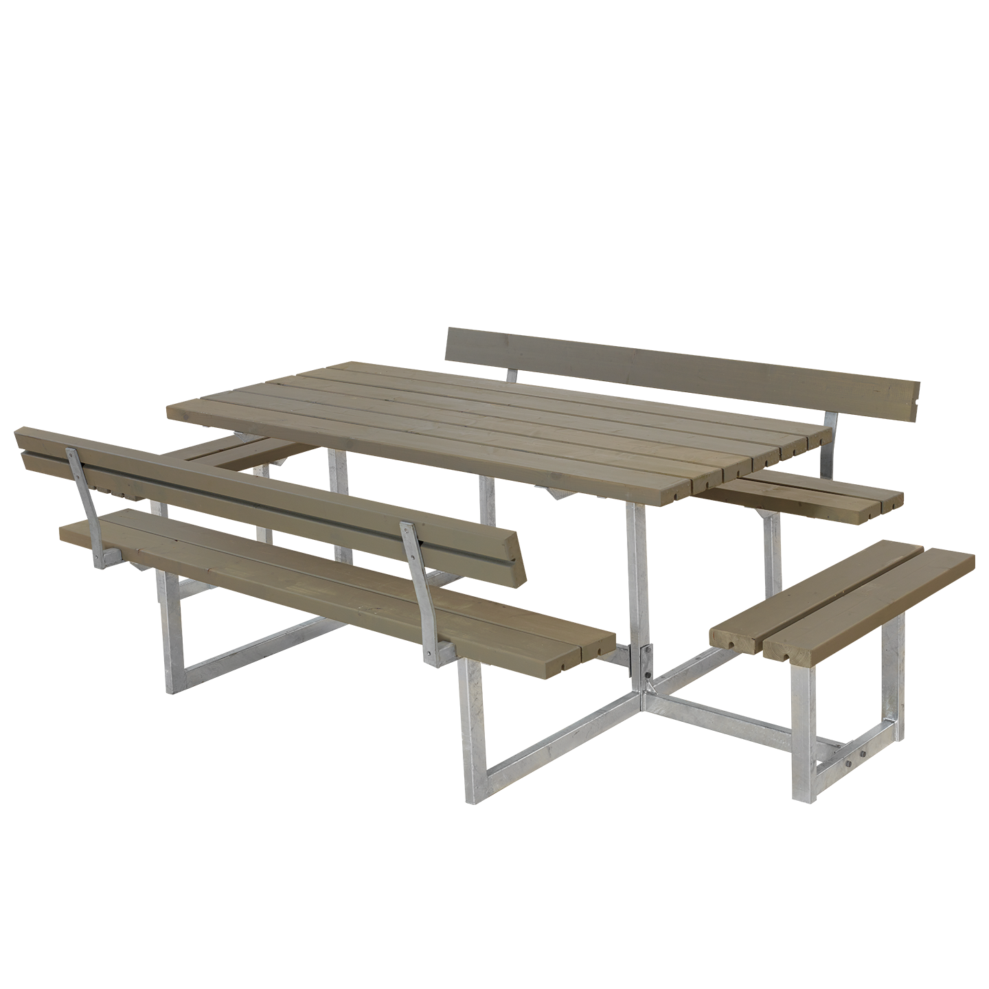 Basic Bord/Bænkesæt m/2 ryglæn og 2 påbygninger - 260 cm - Gråbrun