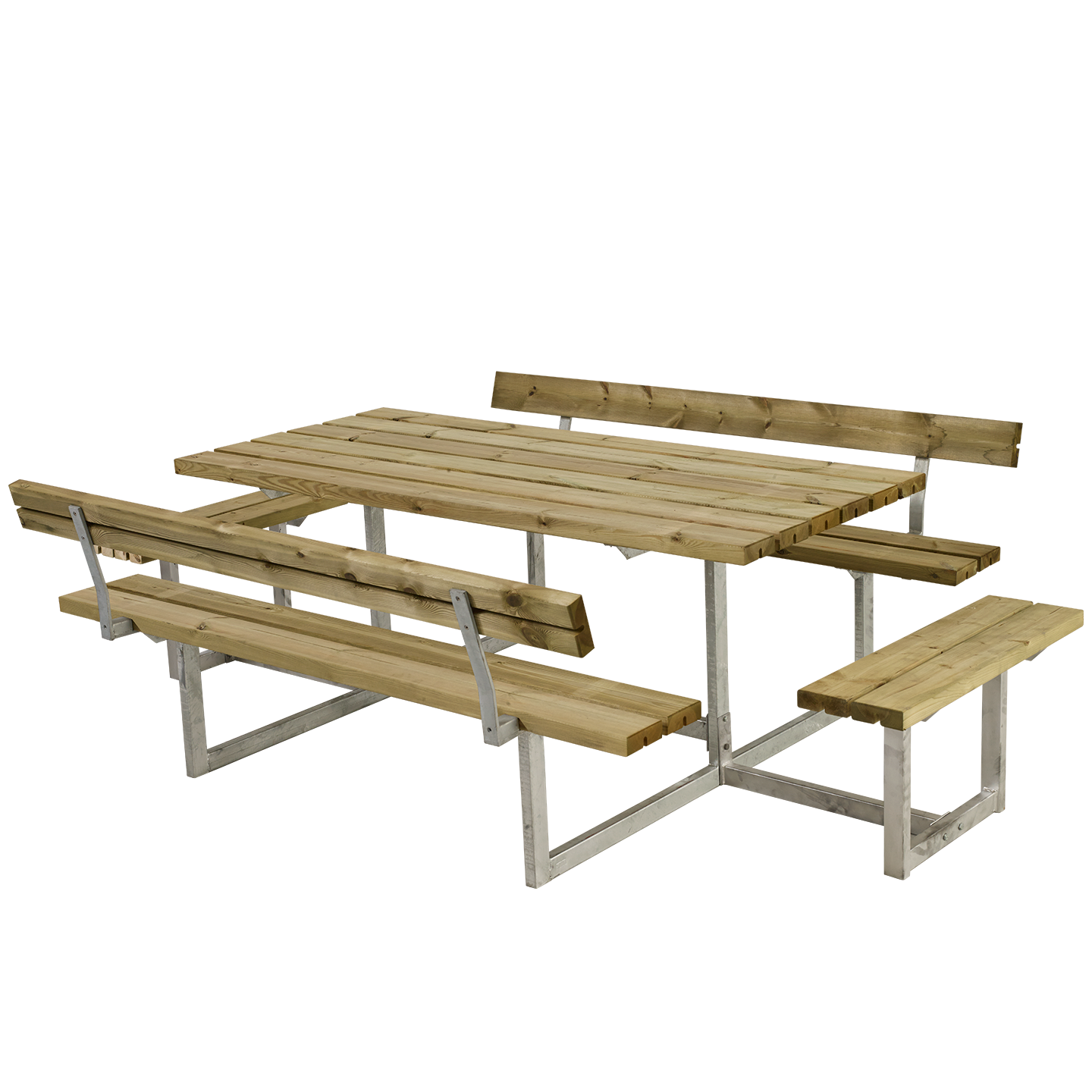 Basic Bord/Bænkesæt m/2 ryglæn og 2 påbygninger - 260 cm - Trykimprægneret