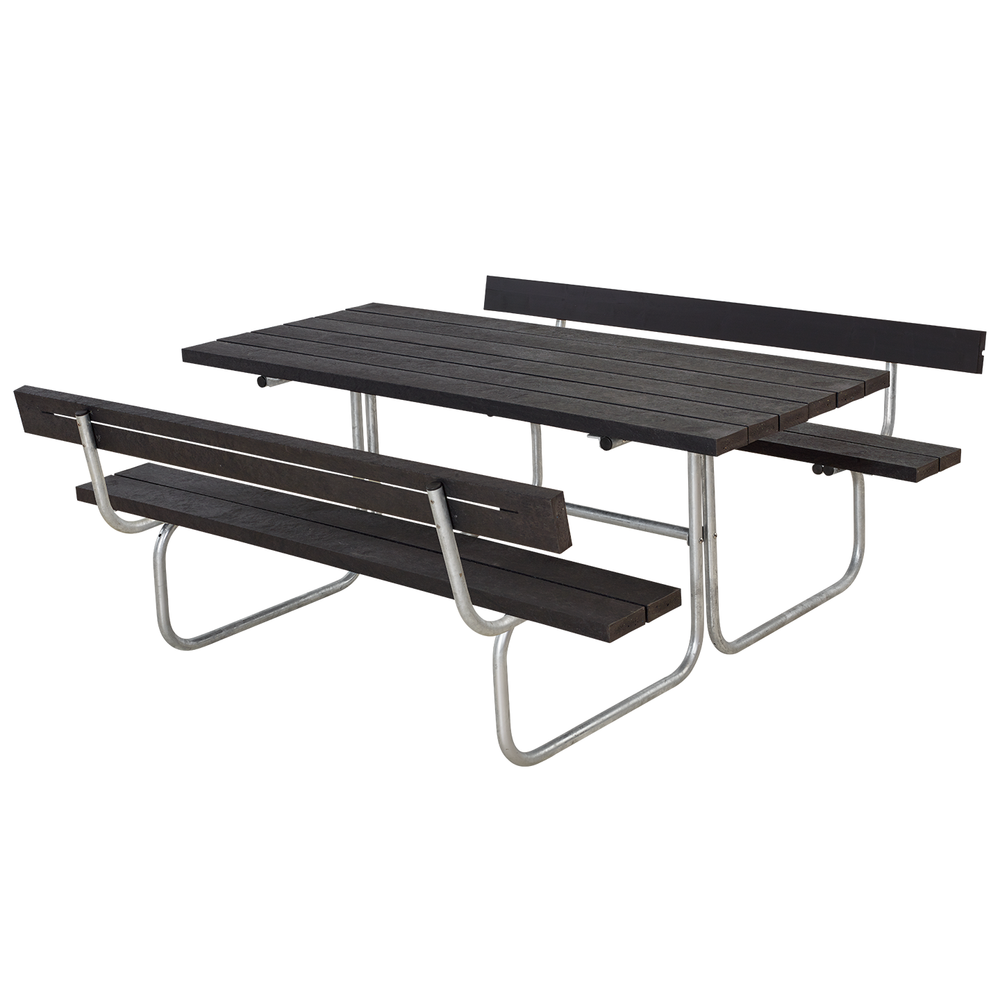 Classic Bord/Bænkesæt m/2 ryglæn - 177 cm - RePlast - Sort