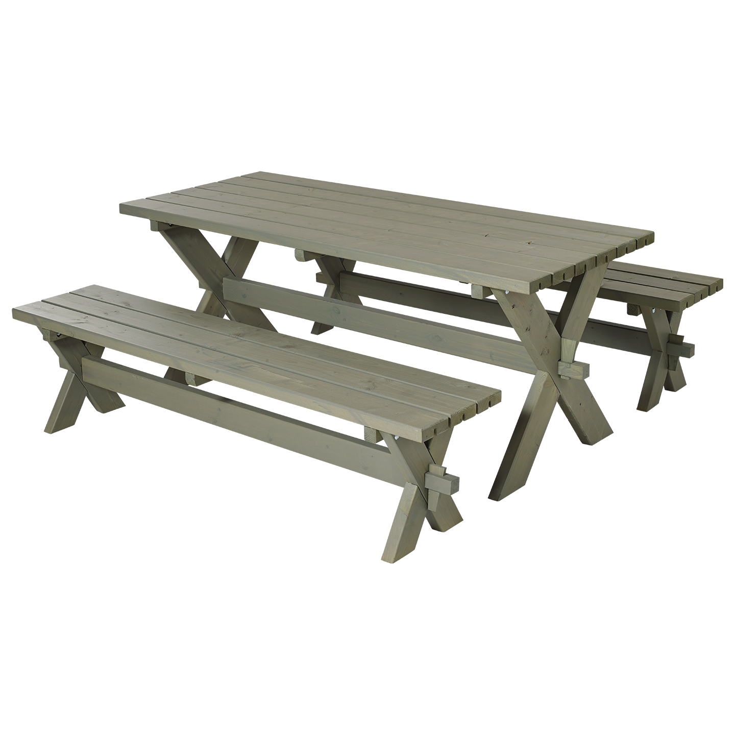 Nostalgi Plankesæt - 177 cm - Bord og 2 Bænke - Gråbrun