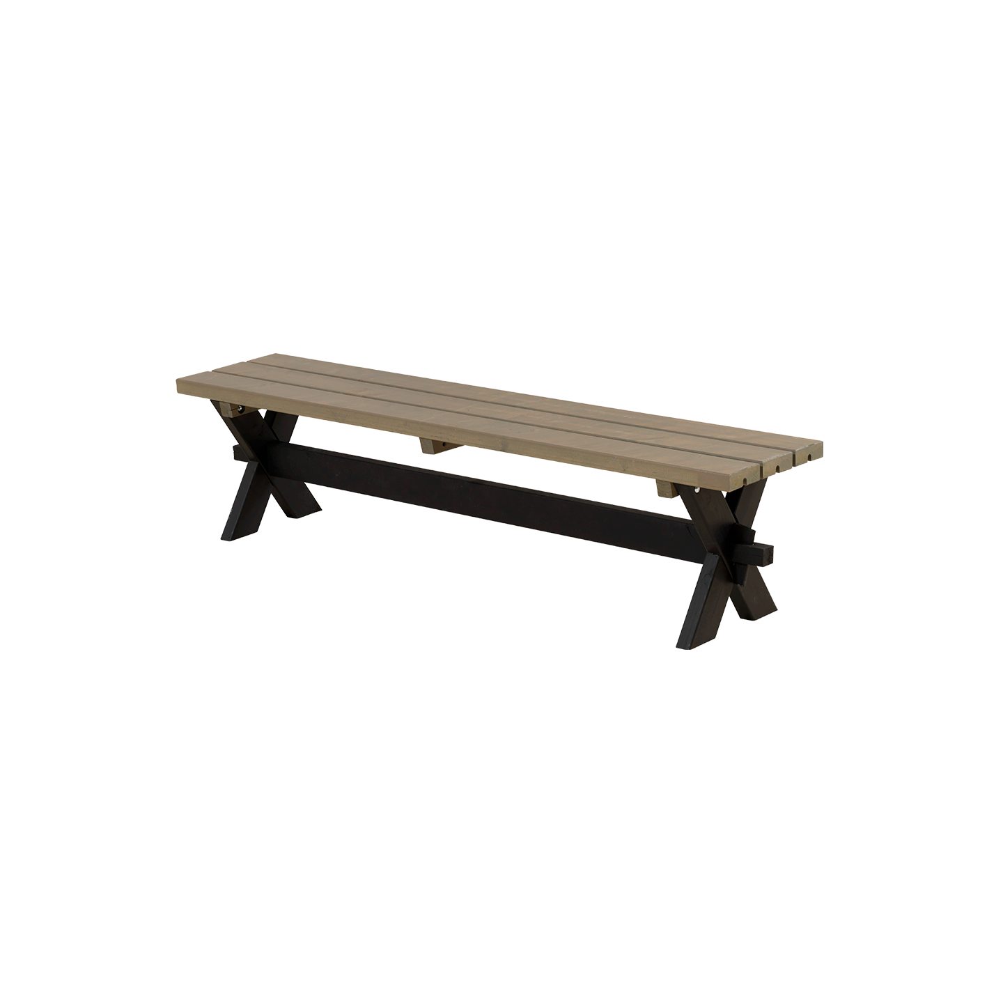 Nostalgi Plankebænk - 177 cm - Sort/Gråbrun