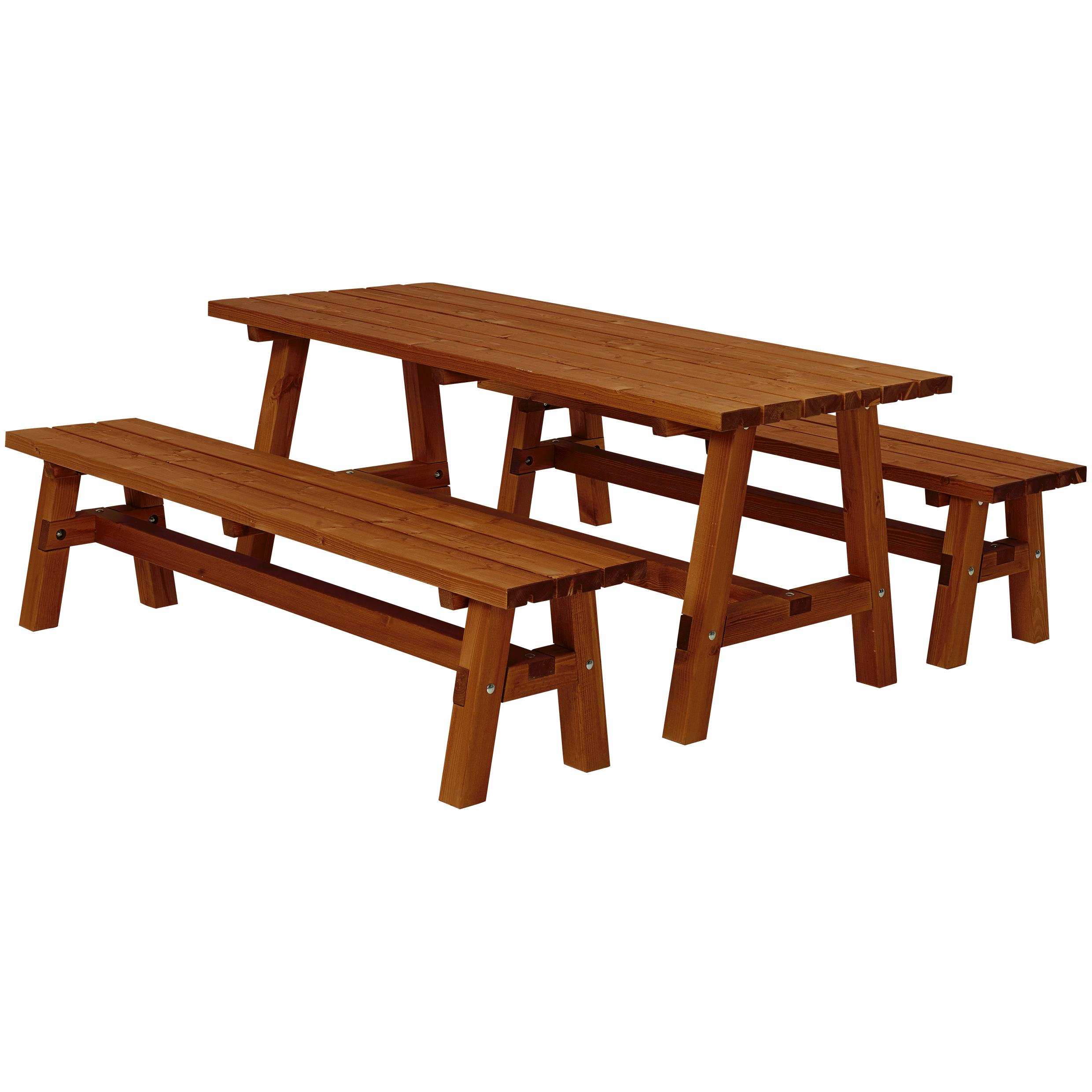 Country Plankesæt - 177 cm - Bord og 2 Bænke - Grundmalet Teak