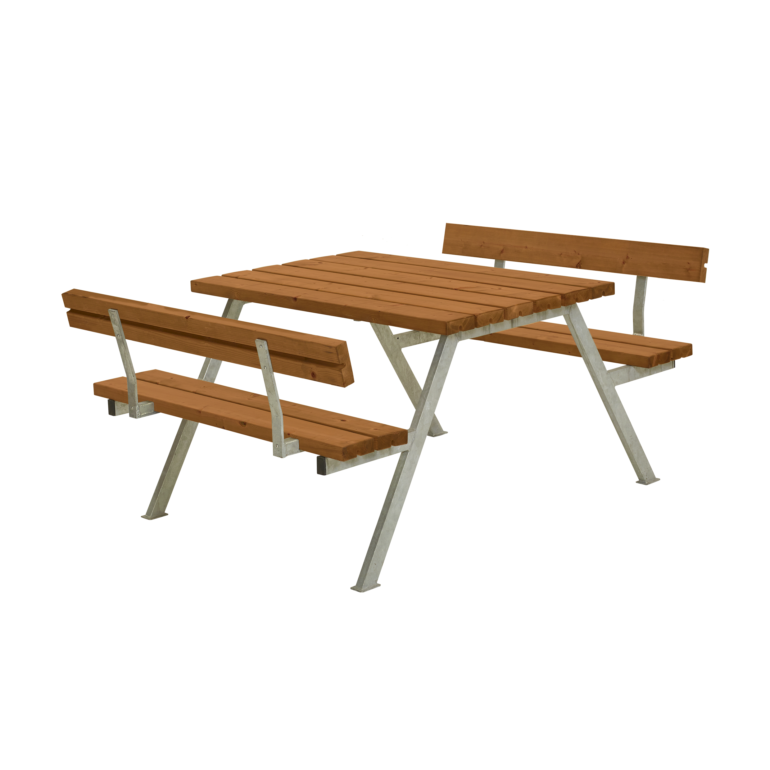 Alpha Bord/Bænkesæt m/2 ryglæn - 118 cm - Grundmalet Teak