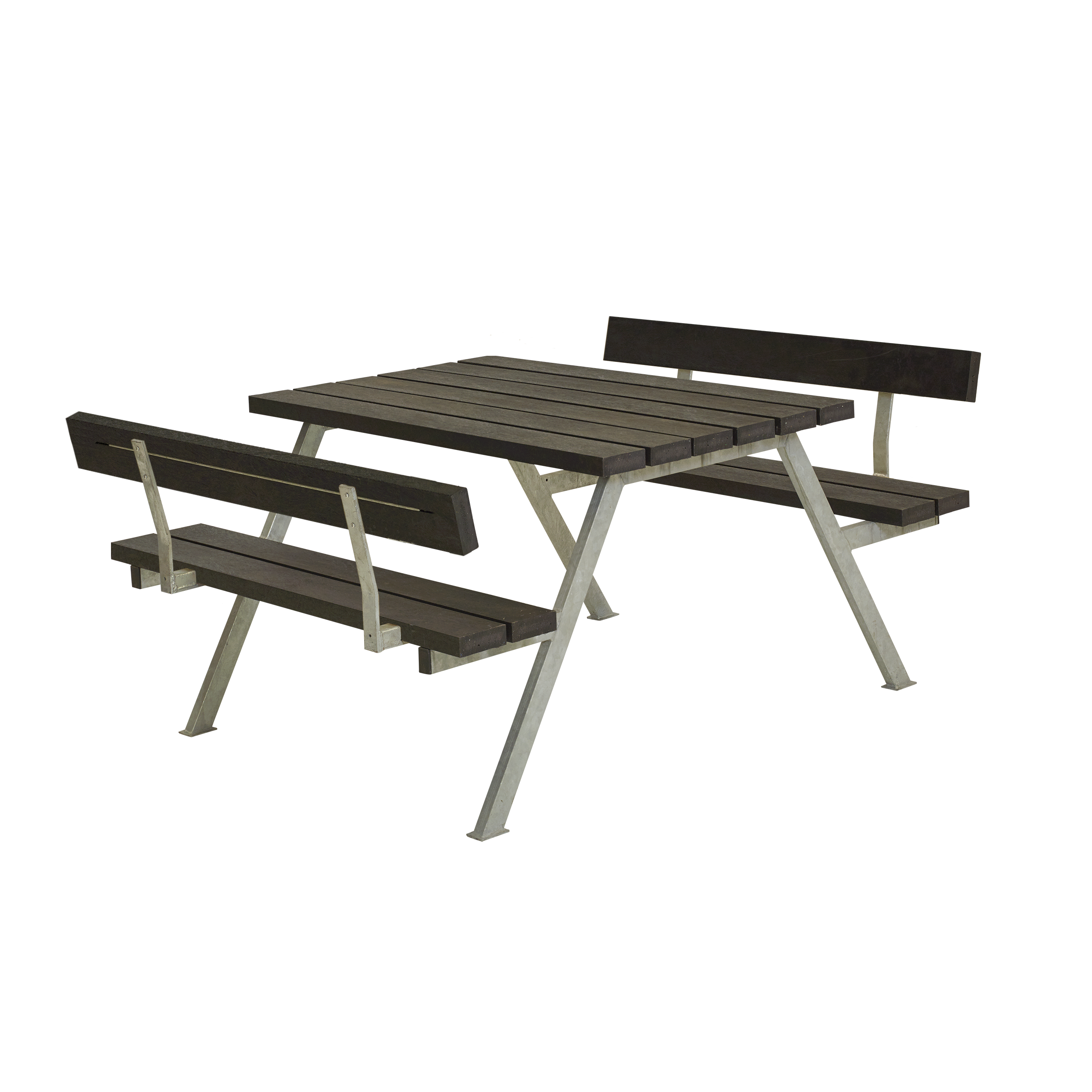 Alpha Bord/Bænkesæt m/2 ryglæn - 118 cm - RePlast - Sort