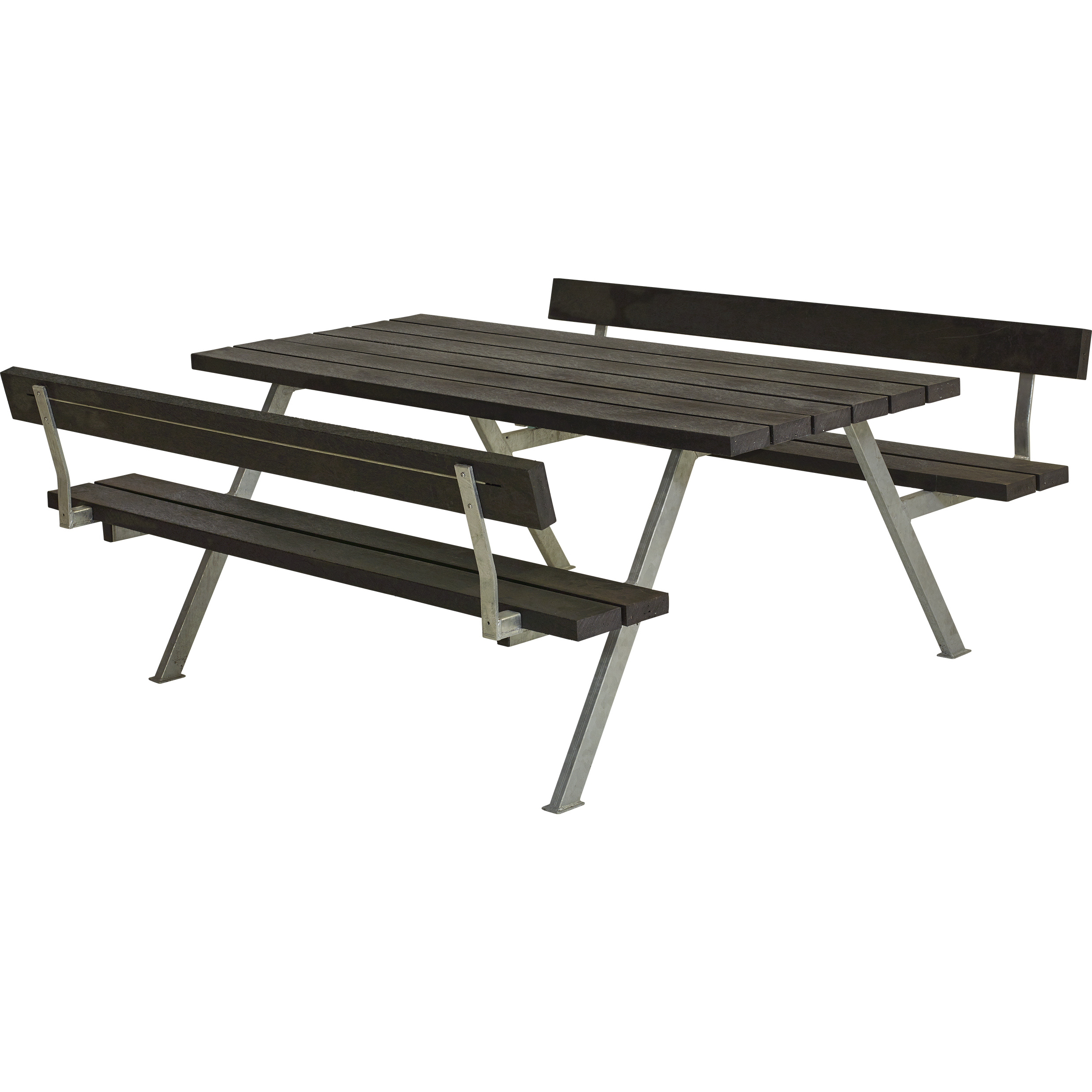 Alpha Bord/Bænkesæt m/2 ryglæn - 177 cm - RePlast - Sort