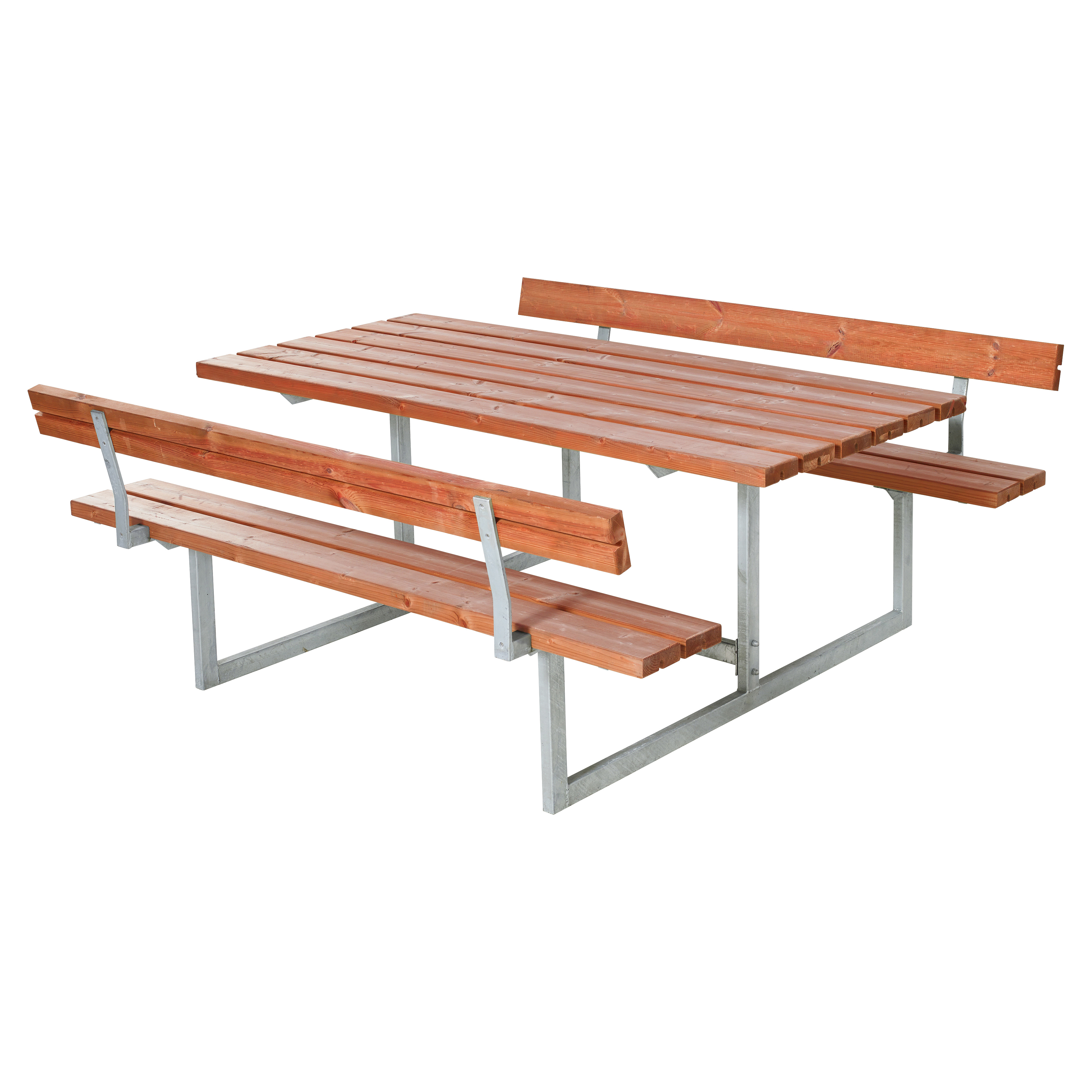 Basic Bord/Bænkesæt m/2 ryglæn - 177 cm - Grundmalet Teak