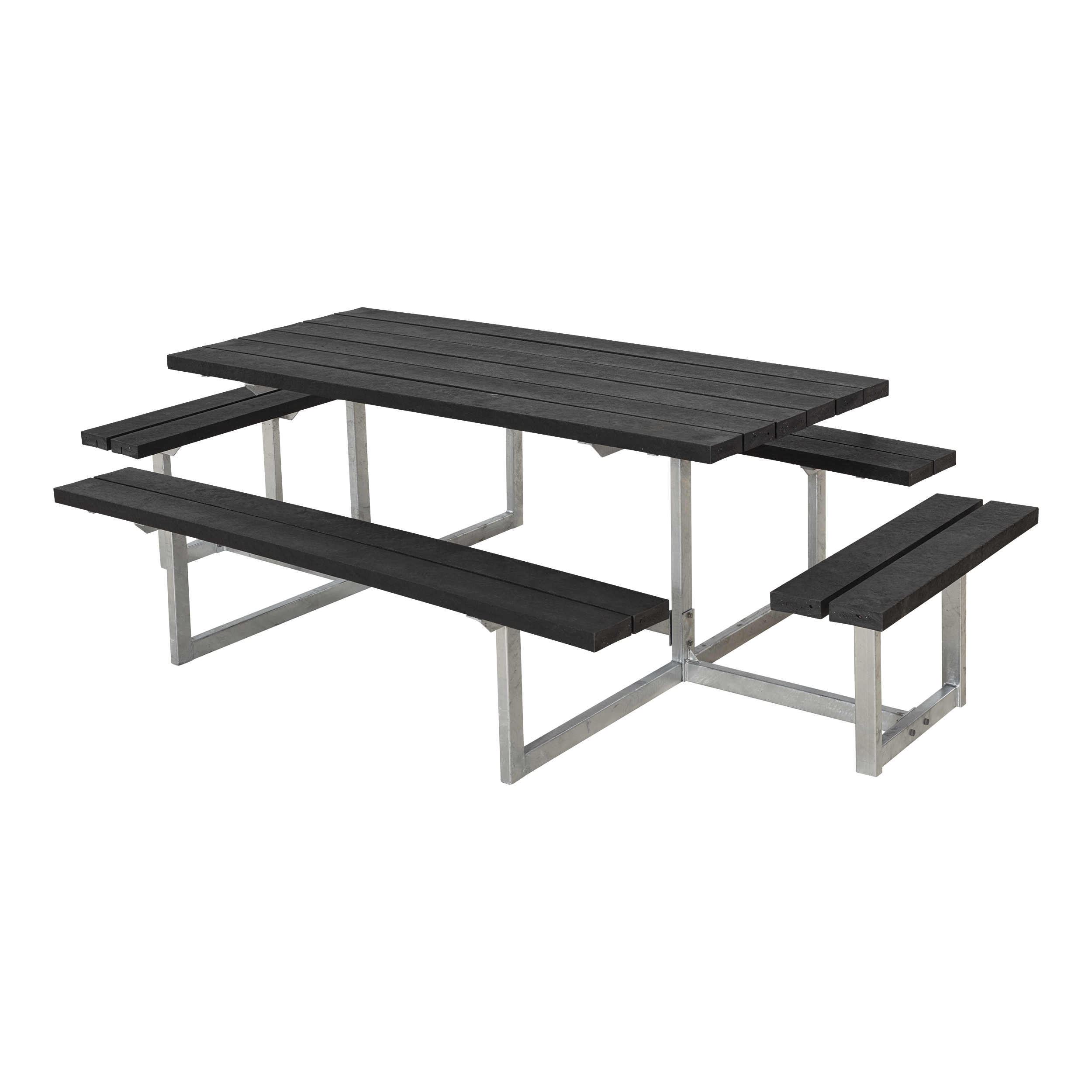 Basic Bord/Bænkesæt m/2 påbygninger - 260 cm - ReTex - Sort