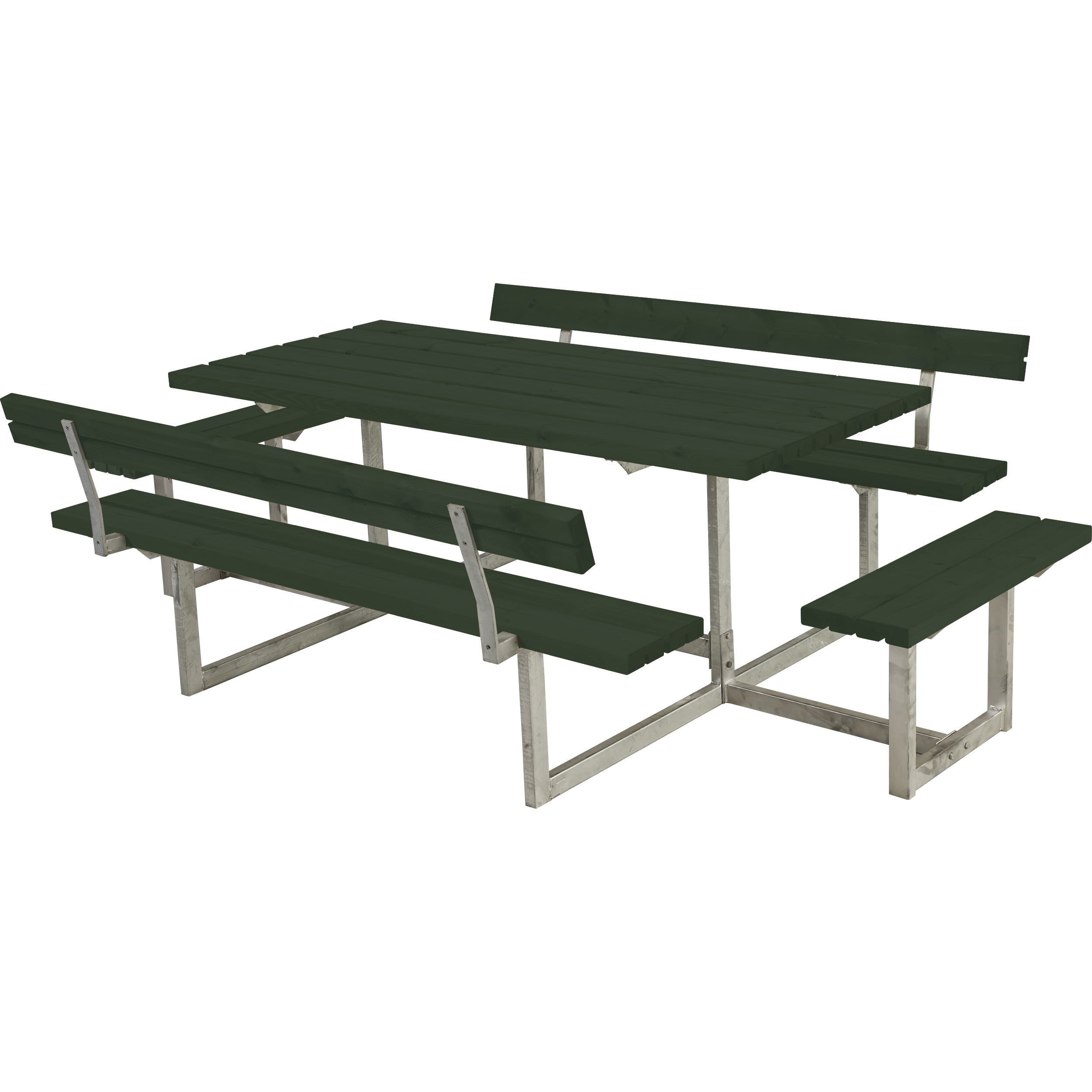 Basic Bord/Bænkesæt m/2 ryglæn og 2 påbygninger - 260 cm - Grøn