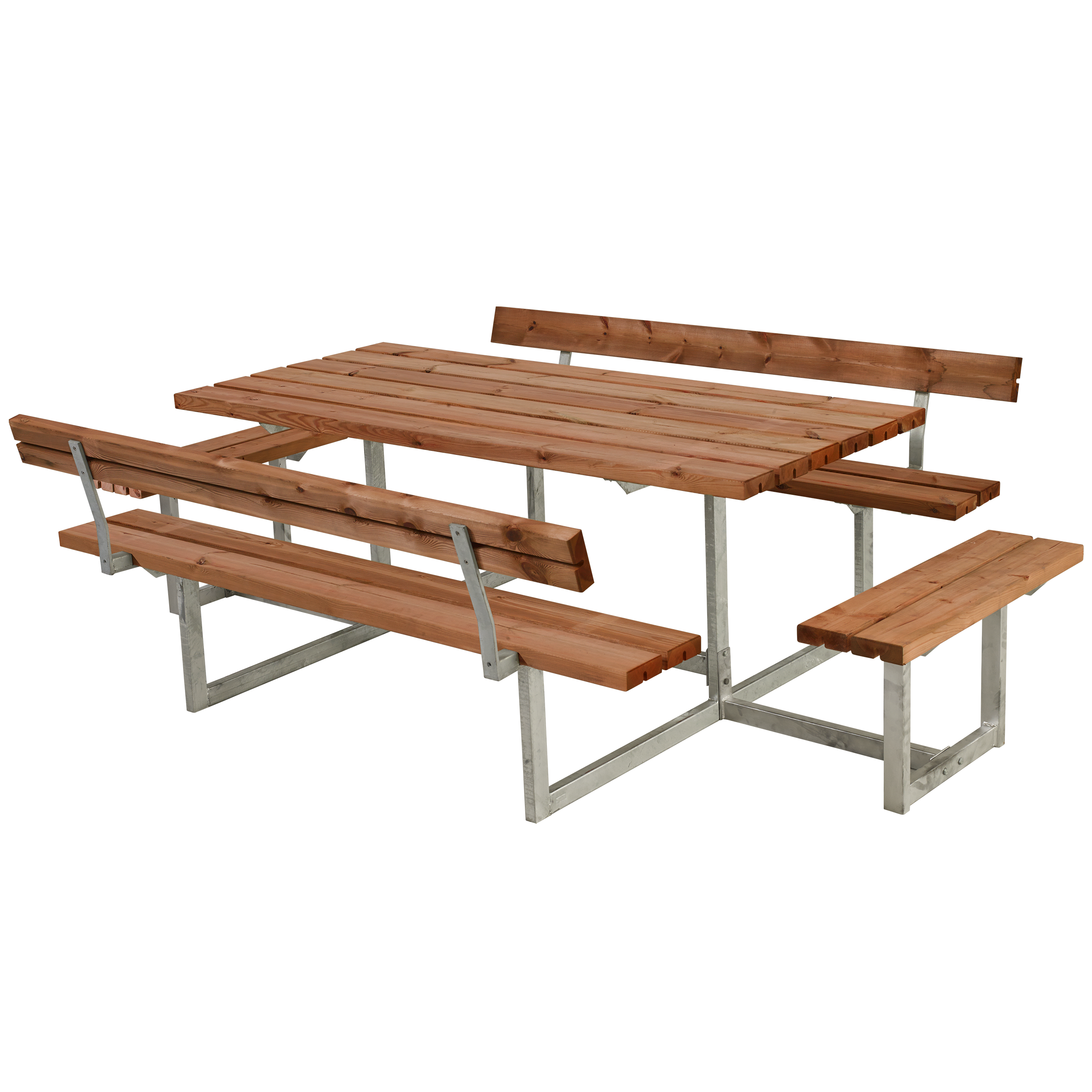 Basic Bord/Bænkesæt m/2 ryglæn og 2 påbygninger - 260 cm - Grundmalet Teak