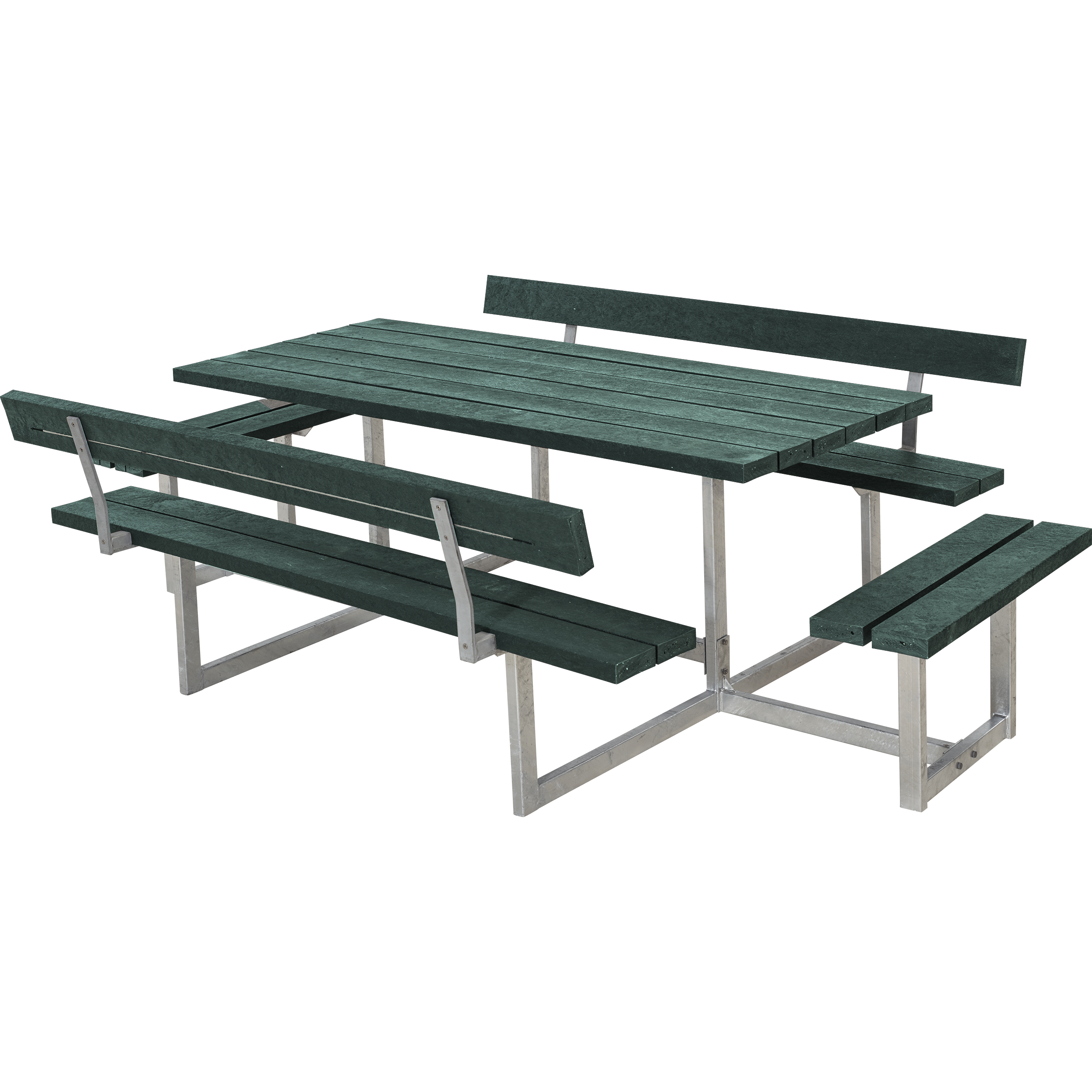 Basic Bord/Bænkesæt m/2 ryglæn og 2 påbygninger - 260 cm - ReTex - Grøn