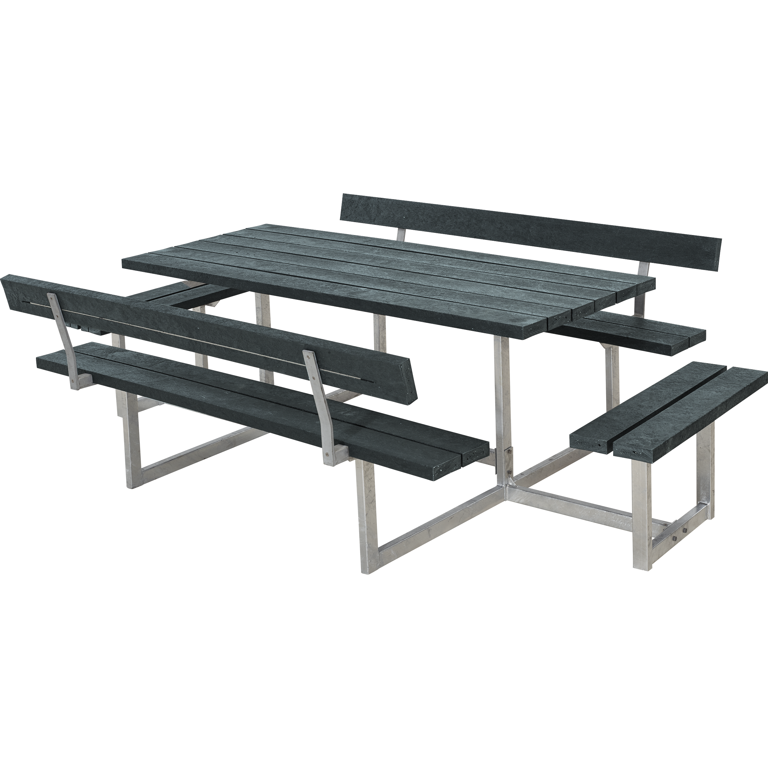 Basic Bord/Bænkesæt m/2 ryglæn og 2 påbygninger - 260 cm - ReTex - Grå