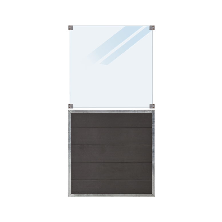 Futura WPC Zaun mit mattem Glas - 90x180 cm