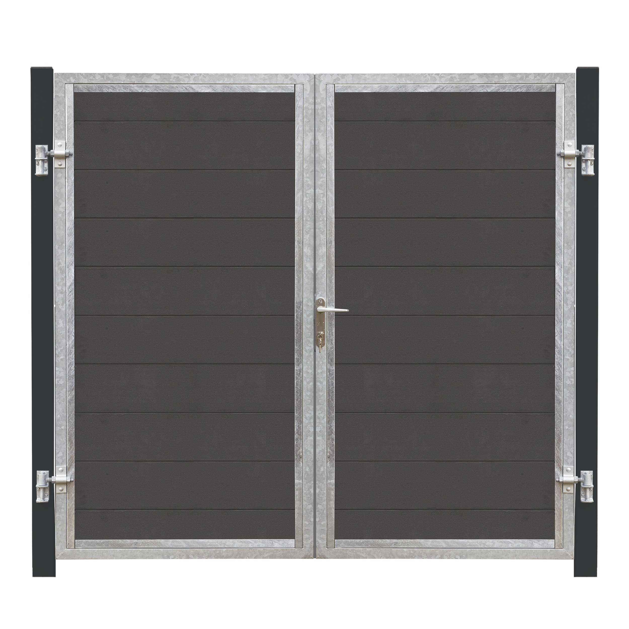 Futura Komposit Dobbeltlåge HI 197×180 cm + 16 cm gråsorte stålstolper