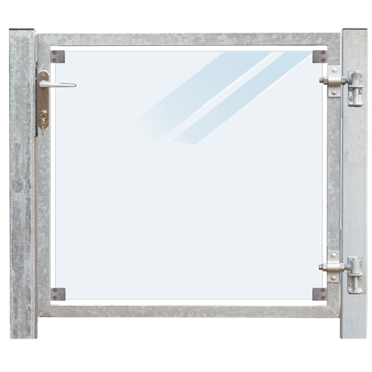 Glaslåge Frosted - 99x91 cm + 16 cm stolper - højrehængt og til nedstøbning