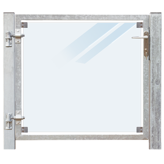 Glaslåge Frosted - 99x91 cm + 16 cm stolper - venstrehængt og til nedstøbning 