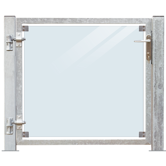 Glaslåge - Klar - 99x91 cm + 16 cm stolper - venstrehængt og til fundament