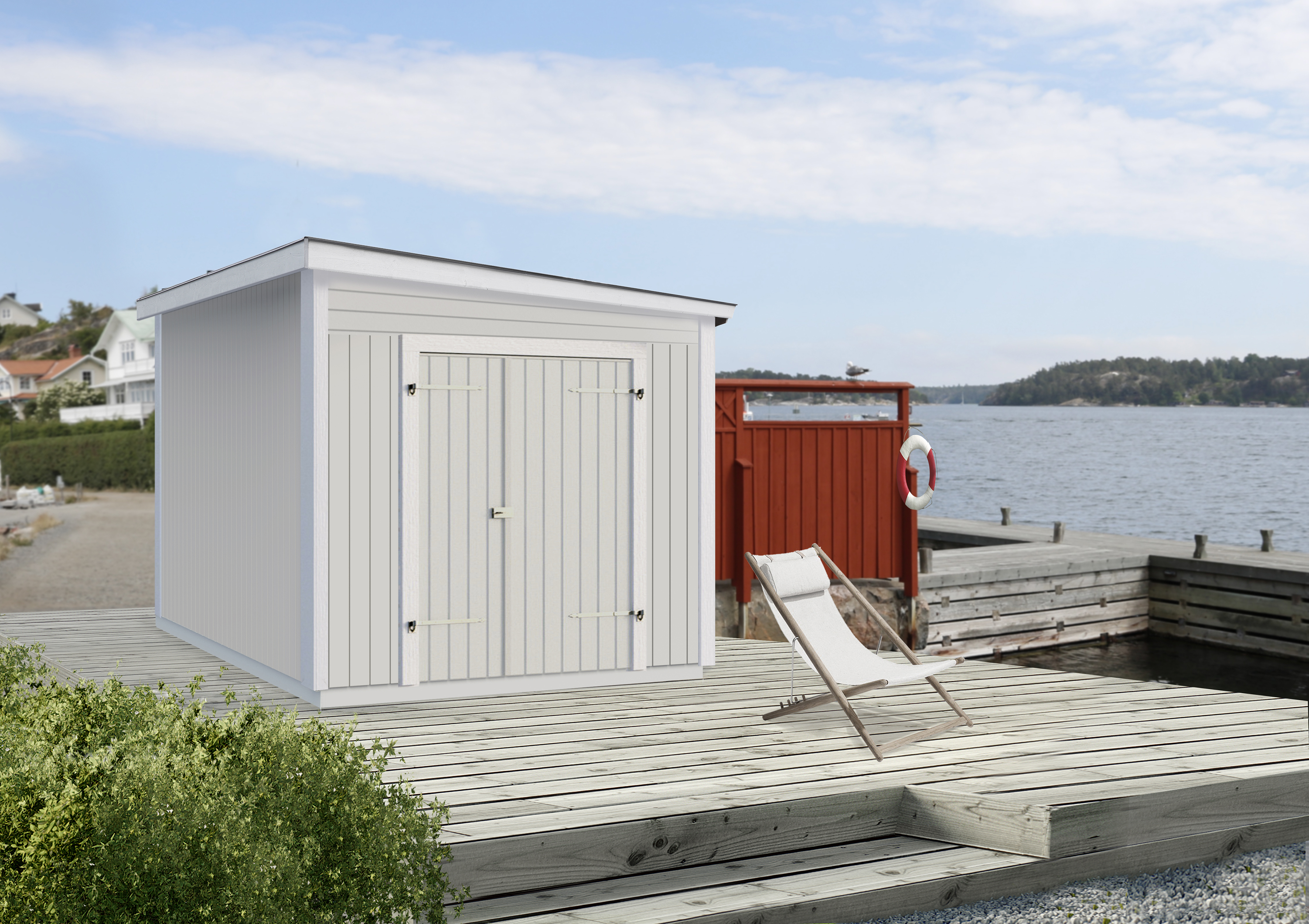Modul redskabsrum m/skråt tag - 7,5 m² - ubehandlet