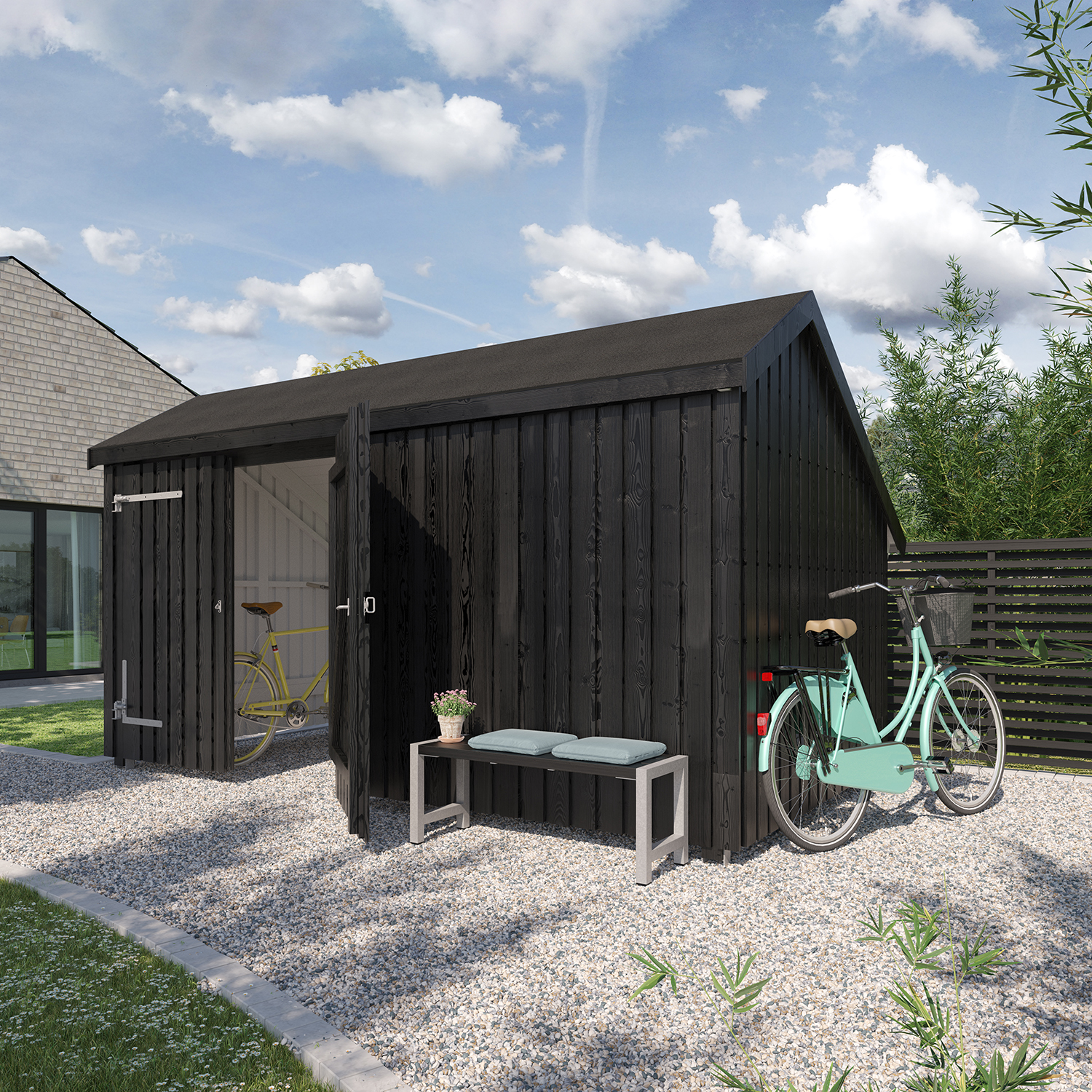 Multi Havehus 10,5 m² - 2 moduler m/dobbeltdør og lukket front