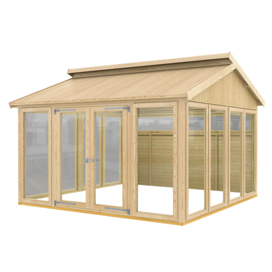 Multi Pavillon model 3 m/10 vinduer, 2 træelementer, 1 dobbeltdør - ekskl. gulv
