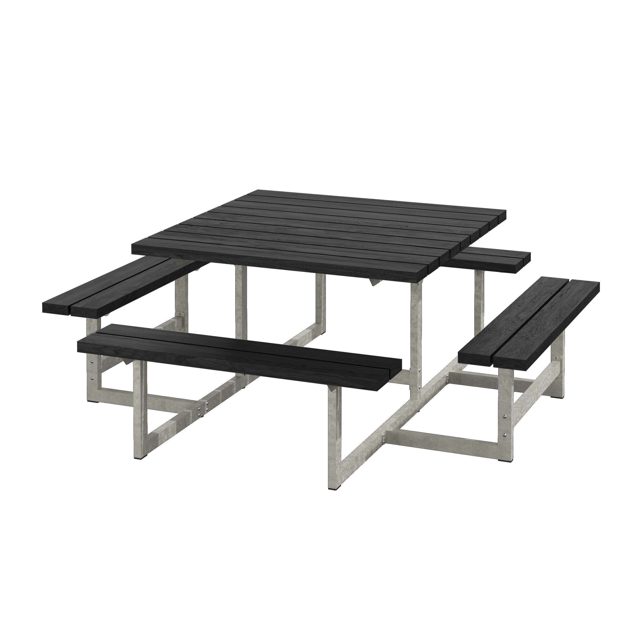 Picnic Bord/Bænkesæt - 200 cm - RePlast - Sort