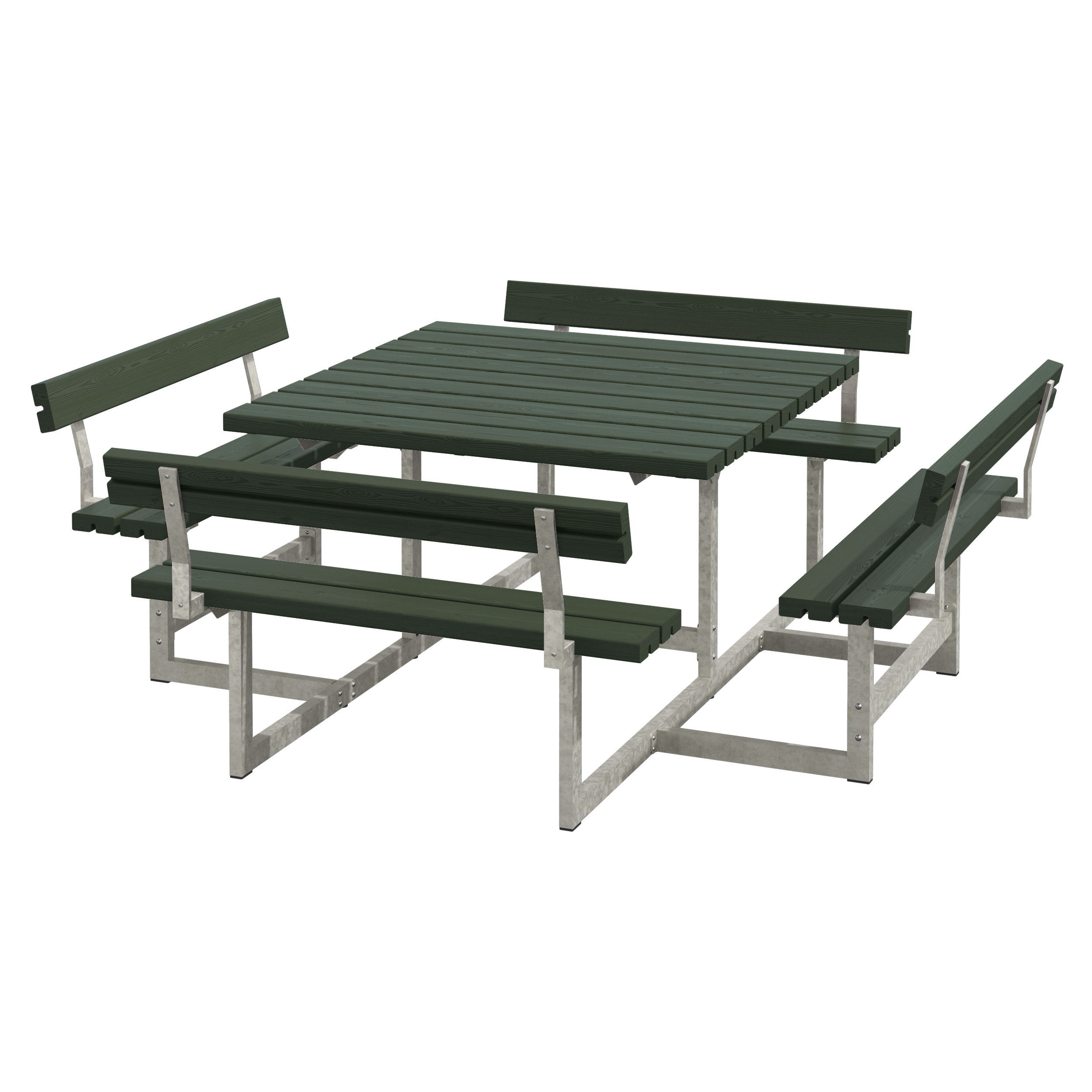 Picnic Bord/Bænkesæt m/4 ryglæn - 224 cm - Grøn