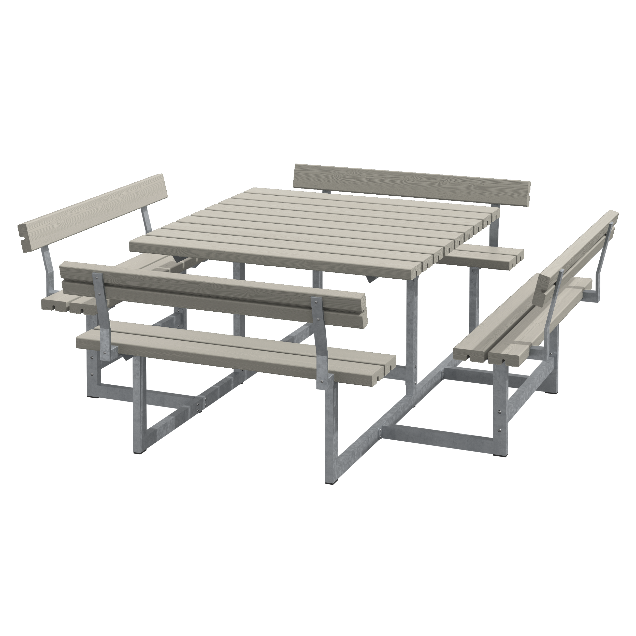 Picnic Bord/Bænkesæt m/4 ryglæn - 224 cm - Gråbrun