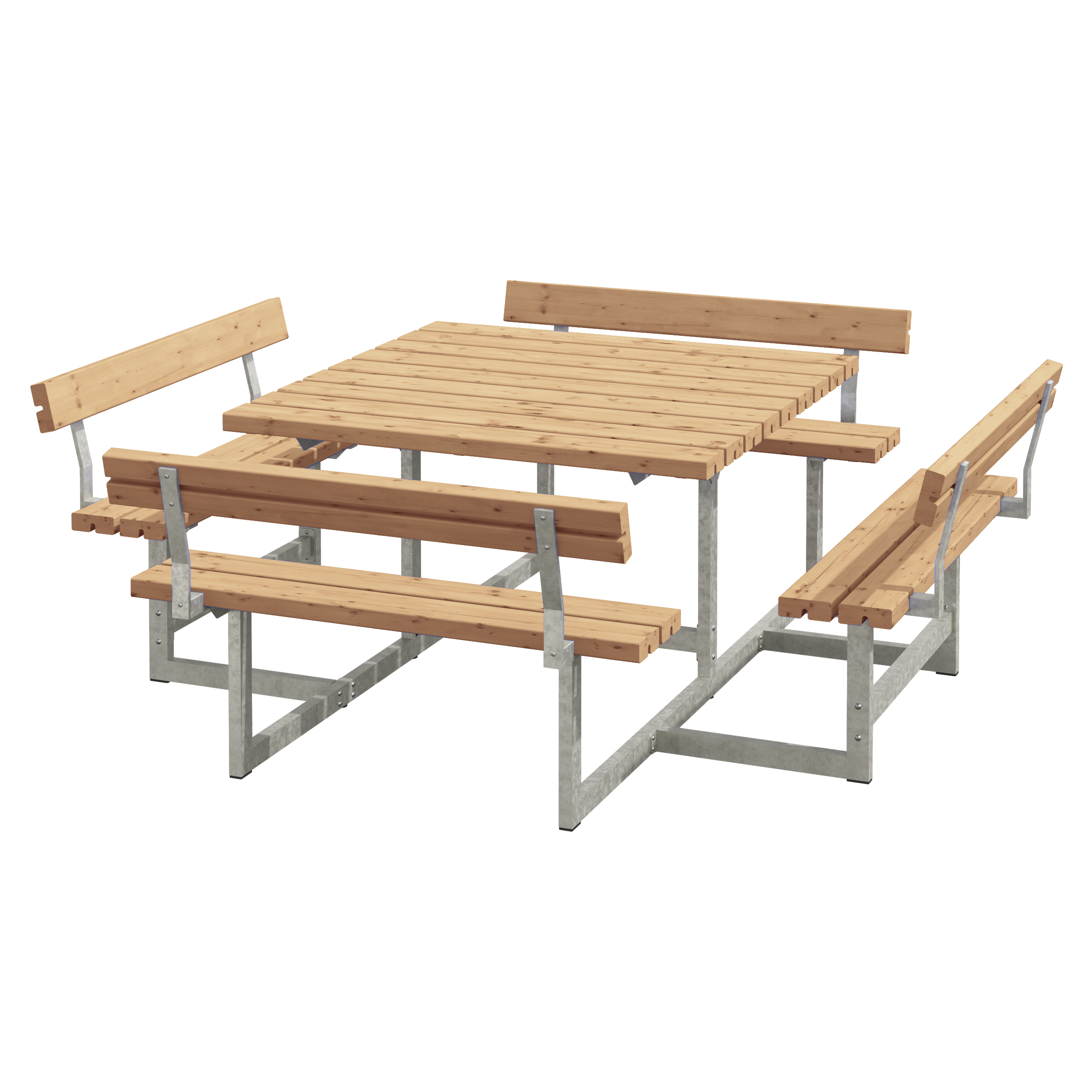 Picnic Bord/Bænkesæt m/4 ryglæn - 224 cm - Lærk