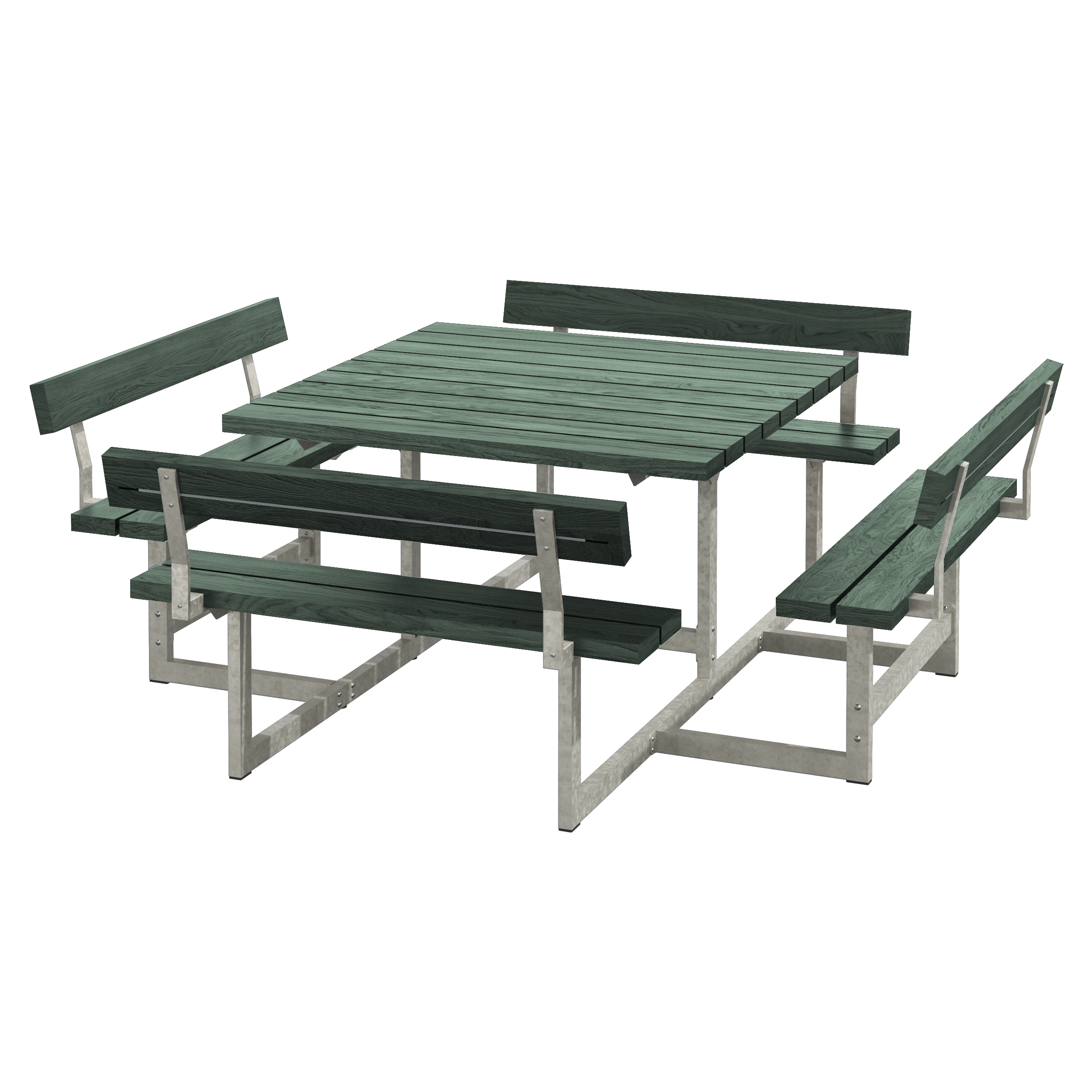 Picnic Bord/Bænkesæt m/4 ryglæn - 224 cm - ReTex - Grøn