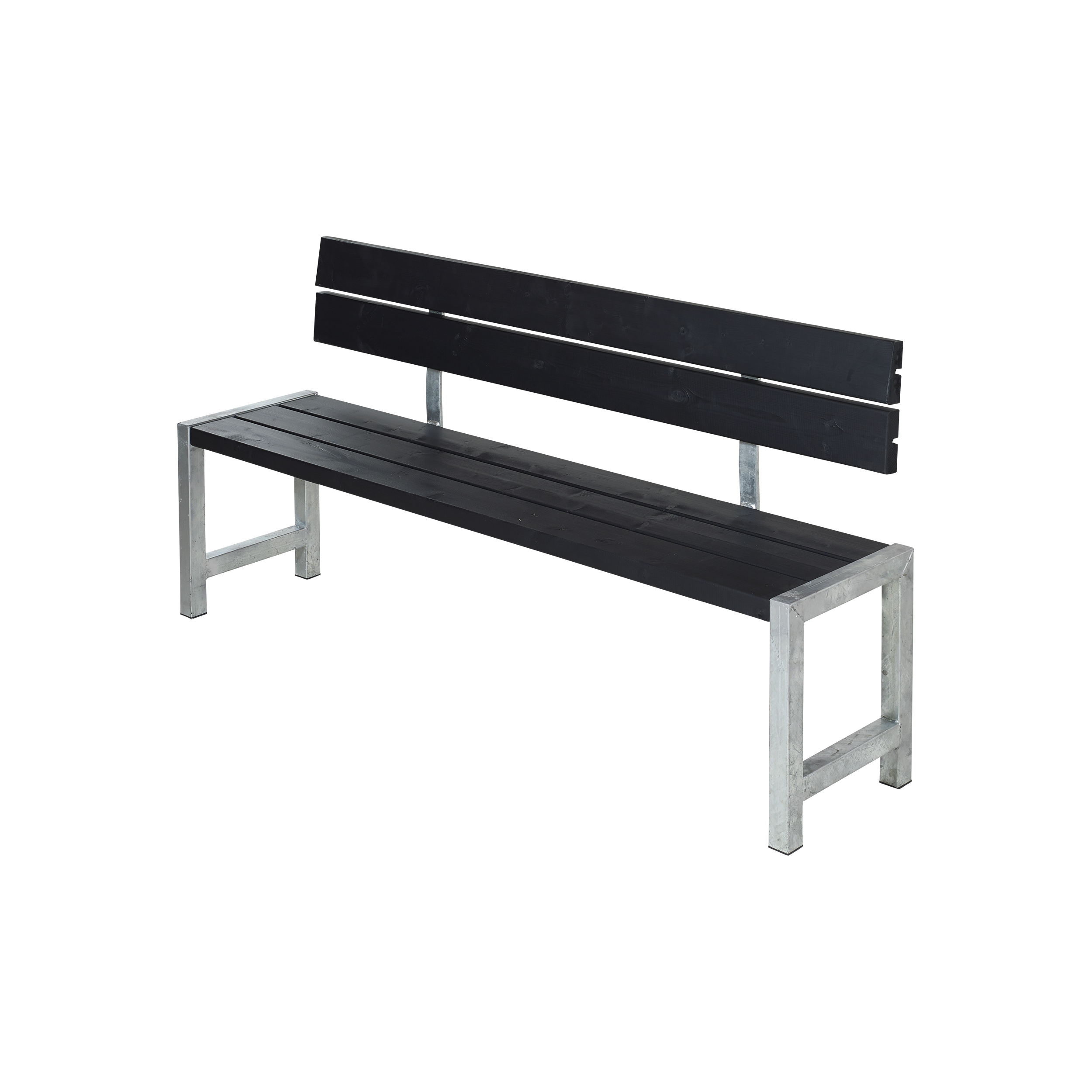 Plankebænk m/ryglæn - 176 cm - Sort