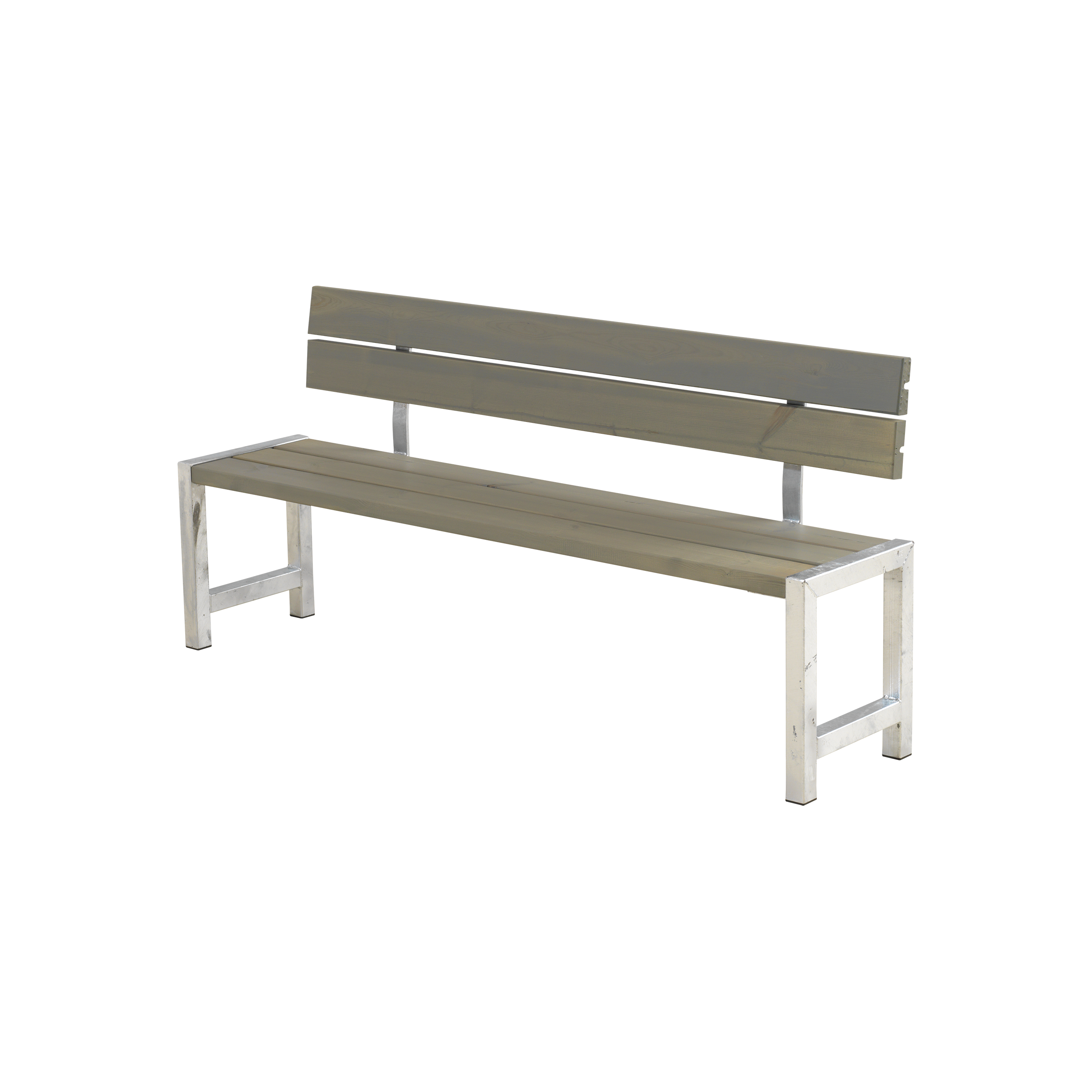 Plankebænk m/ryglæn - 176 cm - Gråbrun
