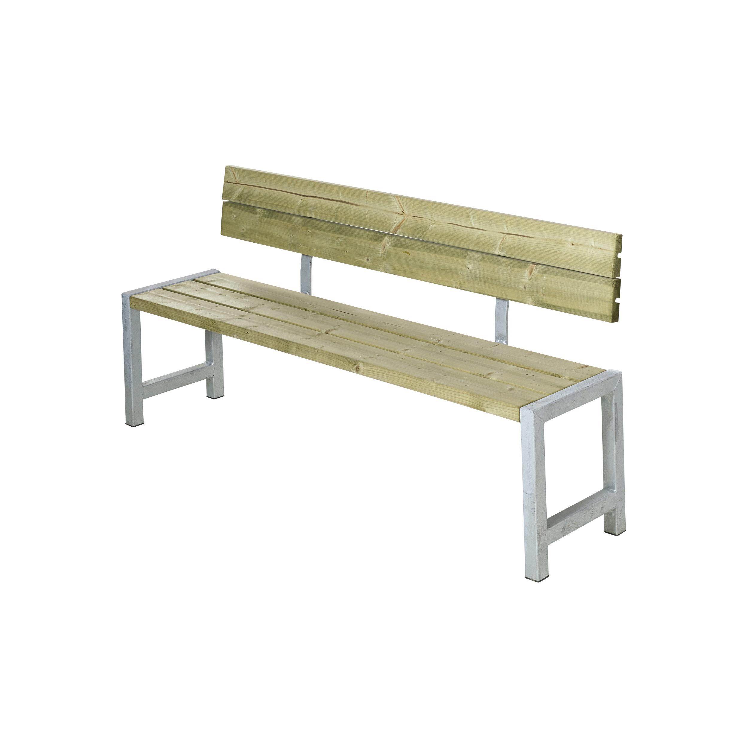 Plankebænk m/ryglæn - 176 cm - Trykimprægneret
