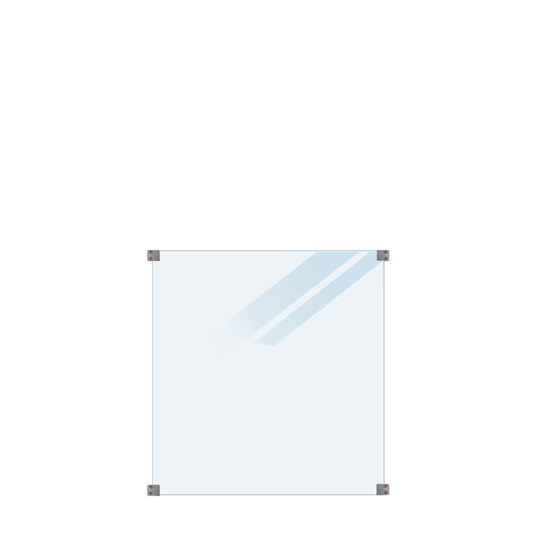 Lamineret Glashegn - frosted til runde stolper  - 90x91 cm