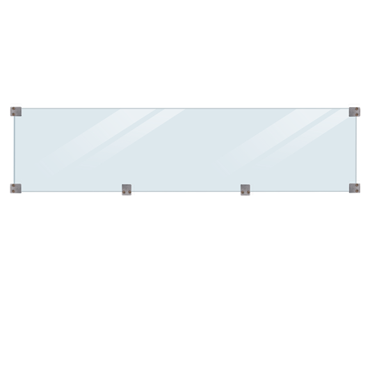 Klink/Plank Gehärtetes Glaszaun - klar - inkl. Beschlag/ schwarze Glasliste - Länge 174 cm 
