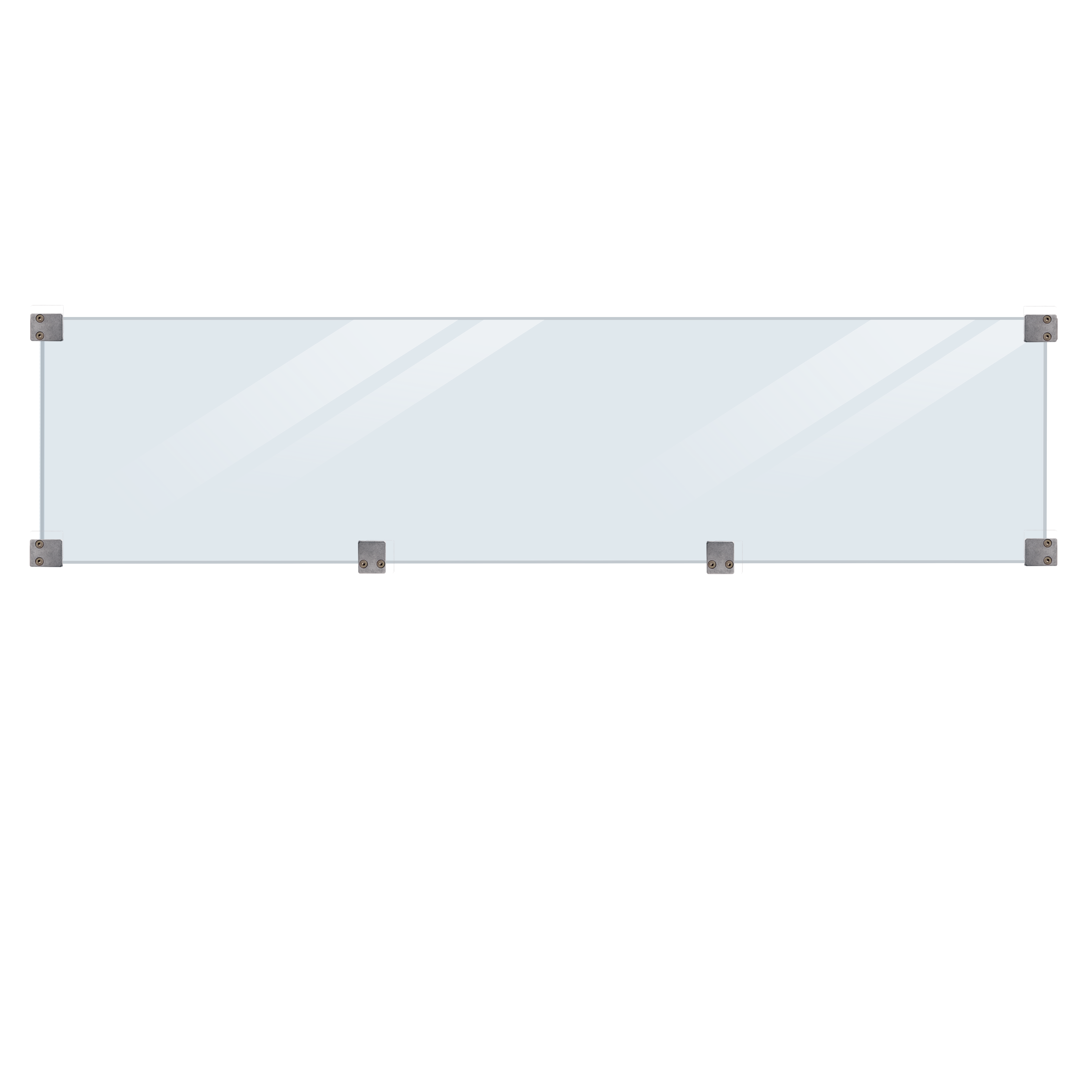 Hærdet klar glas inkl. beslag/trykimpr. glasliste - længde 174 cm