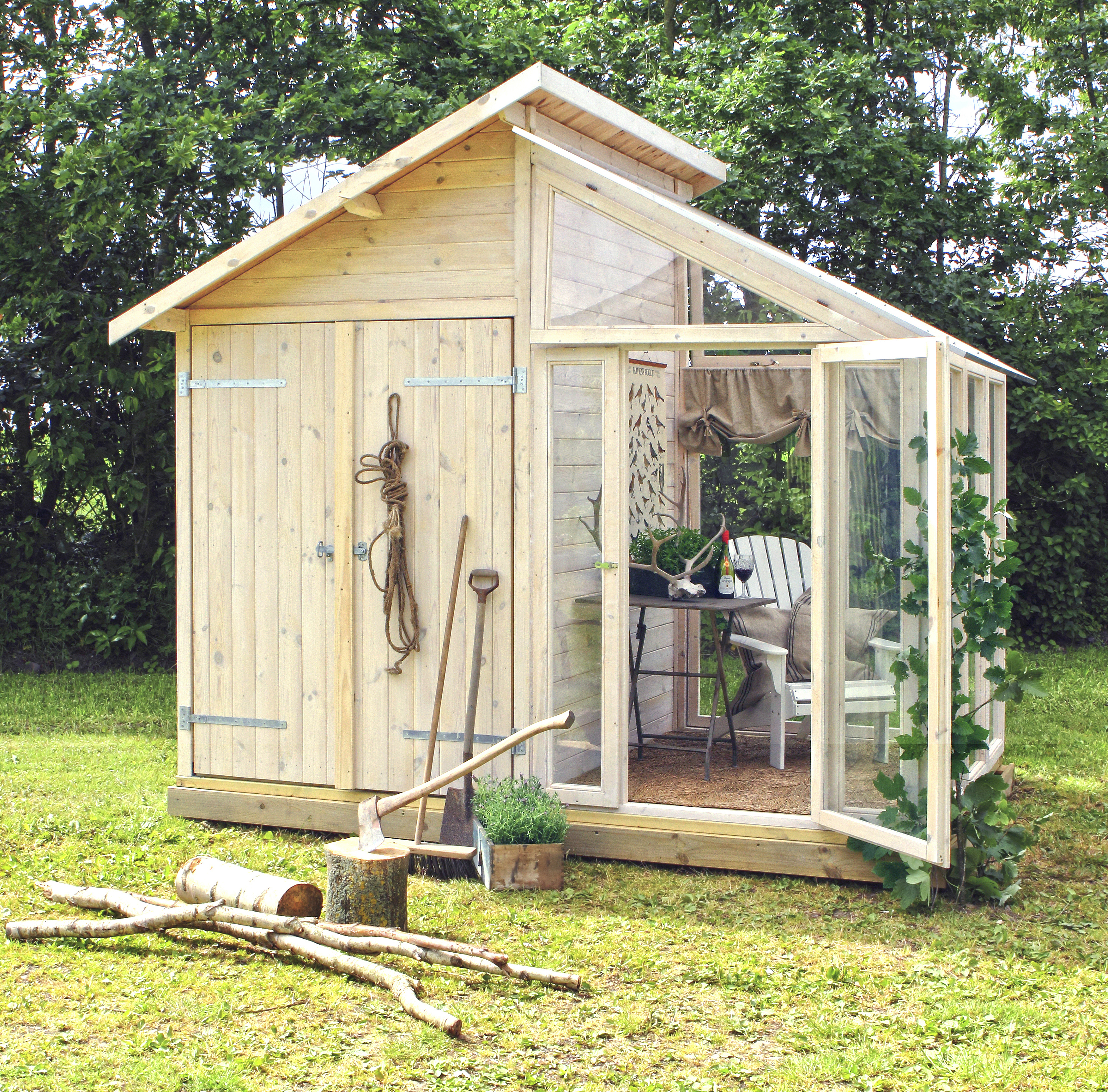 Redskabsrum/drivhus - 6,6 m² - ubehandlet
