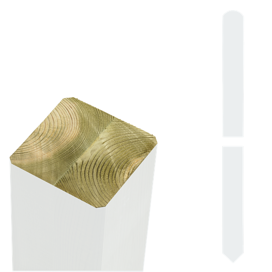 Omlimet stolpe - 7x7x158 cm - m/spids ende
