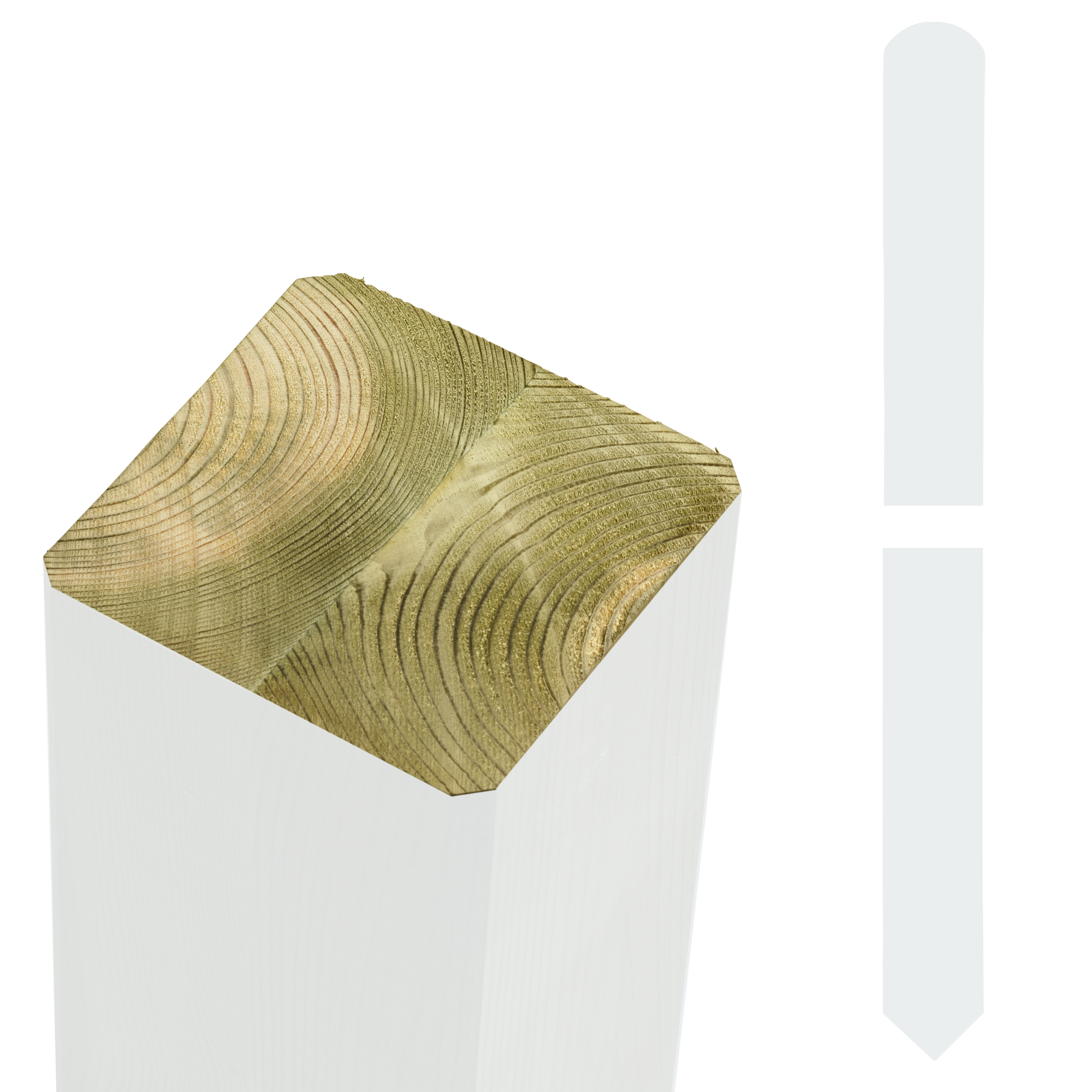 Omlimet stolpe - 9×9×208 cm - m/spids ende