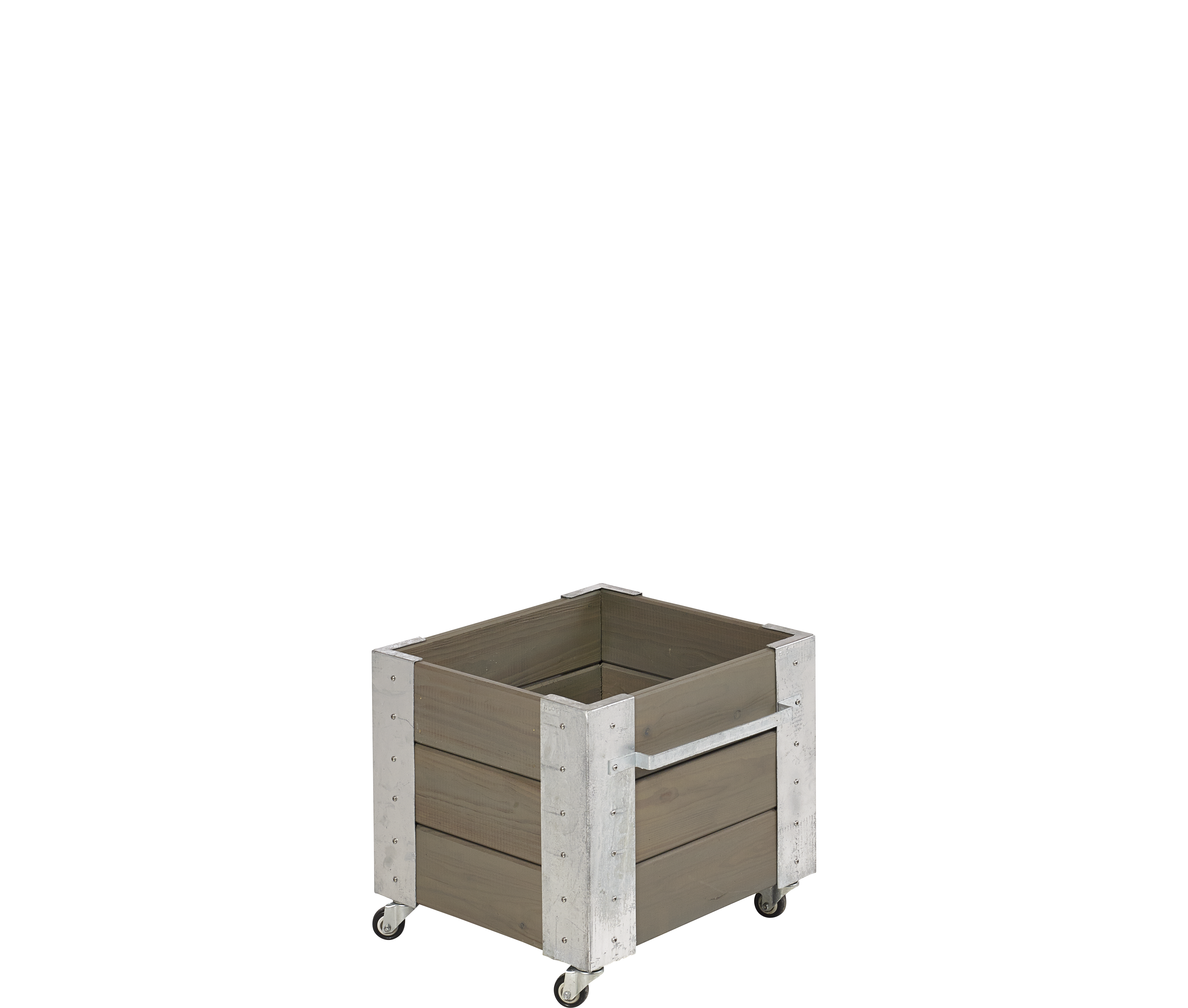 Cubic Blomsterkasse m/hjul - 46×45 cm - Gråbrun