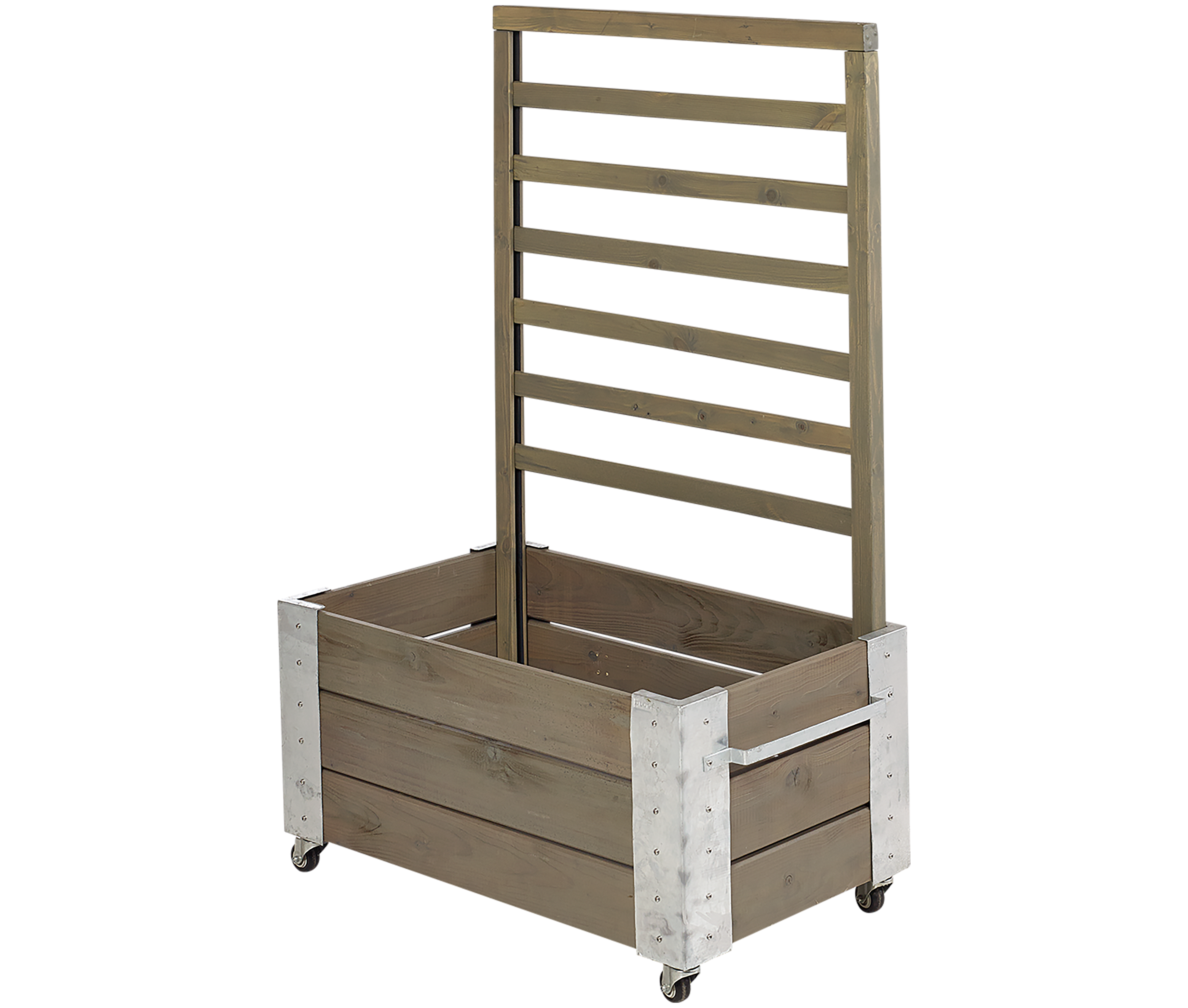 Cubic Blomsterkasse m/espalier og hjul - 130 cm - Gråbrun