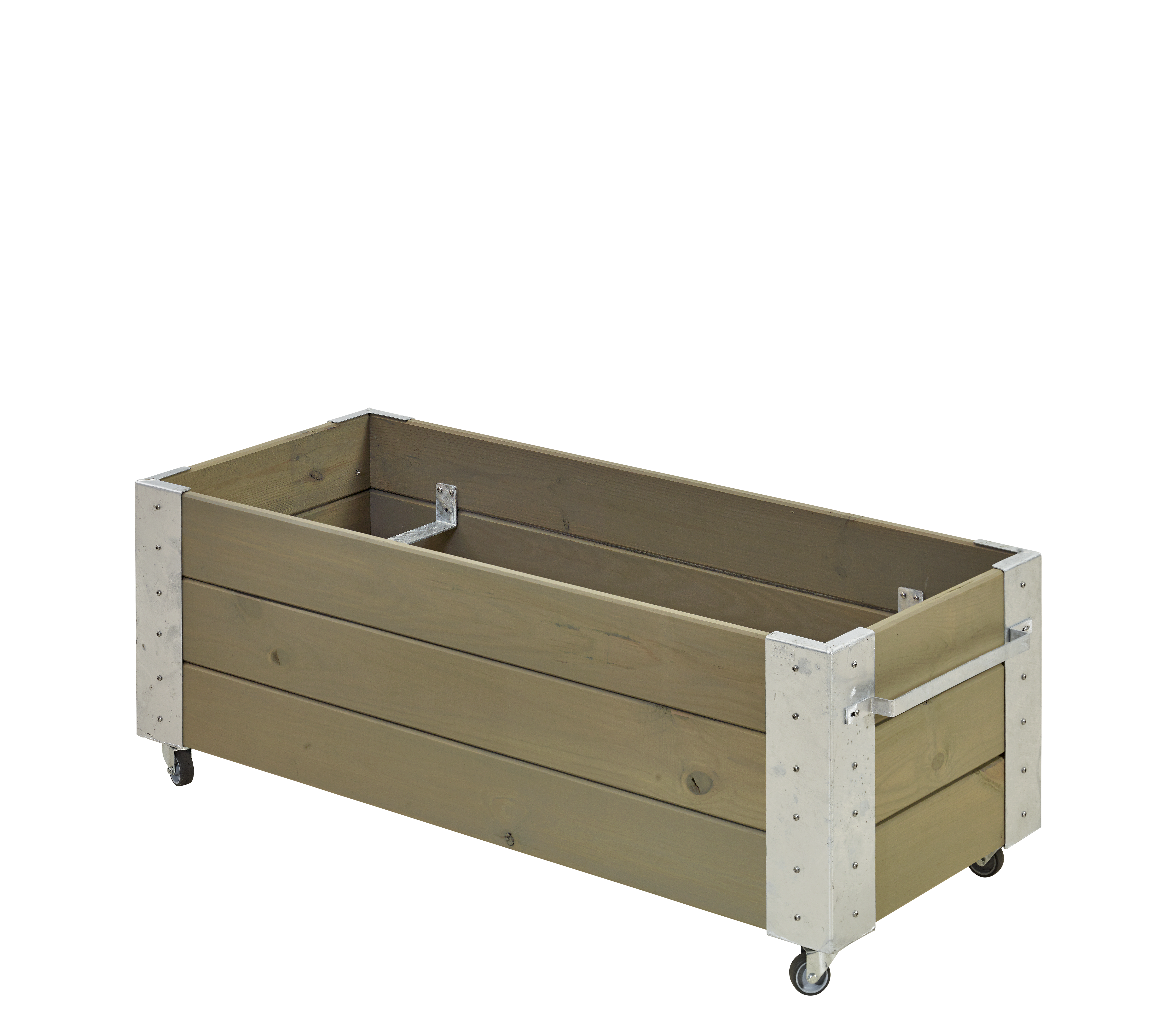 Cubic Blomsterkasse m/hjul - 120×45 cm - Gråbrun