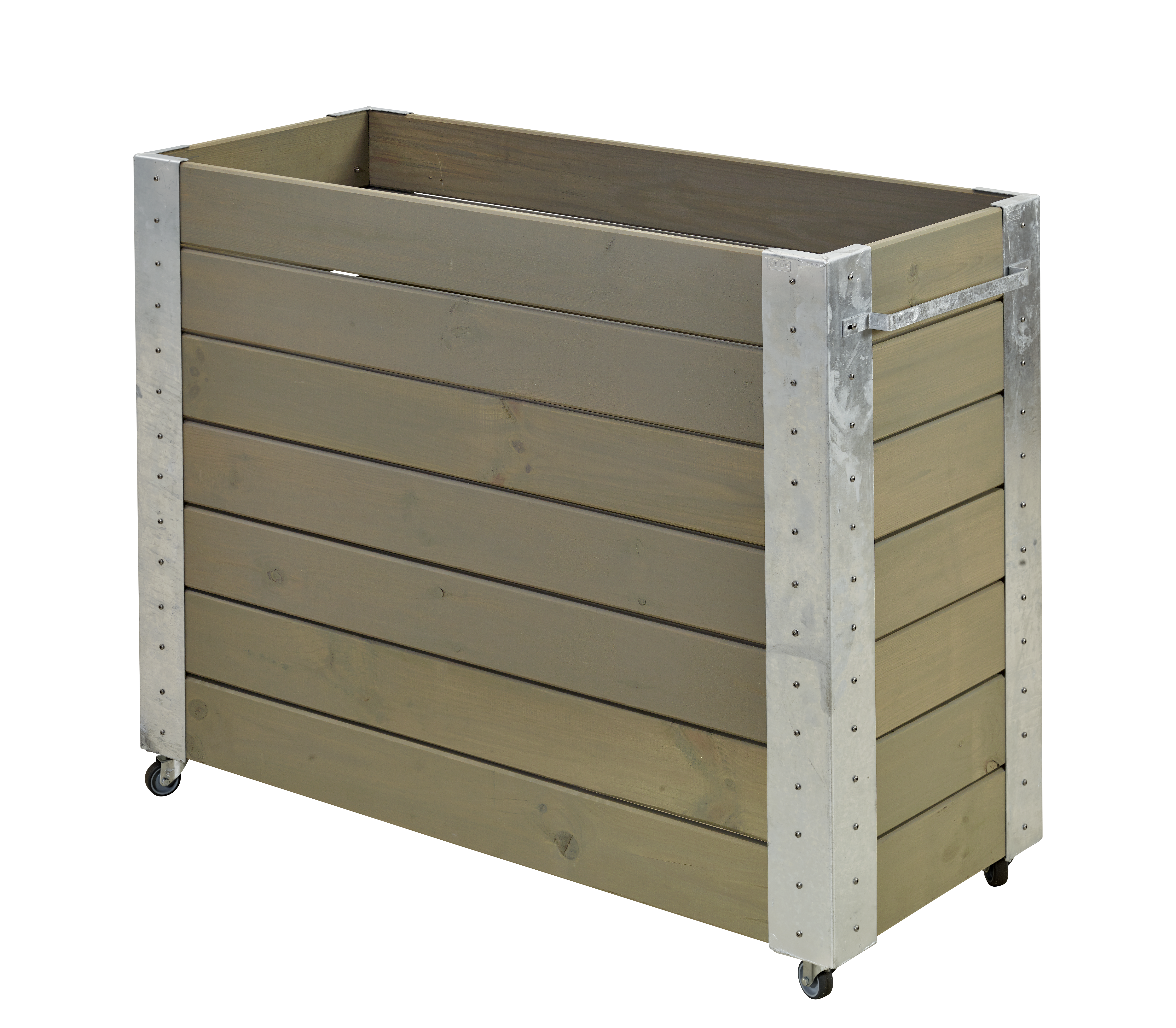 Cubic Blomsterkasse m/hjul - 120×95 cm - Gråbrun