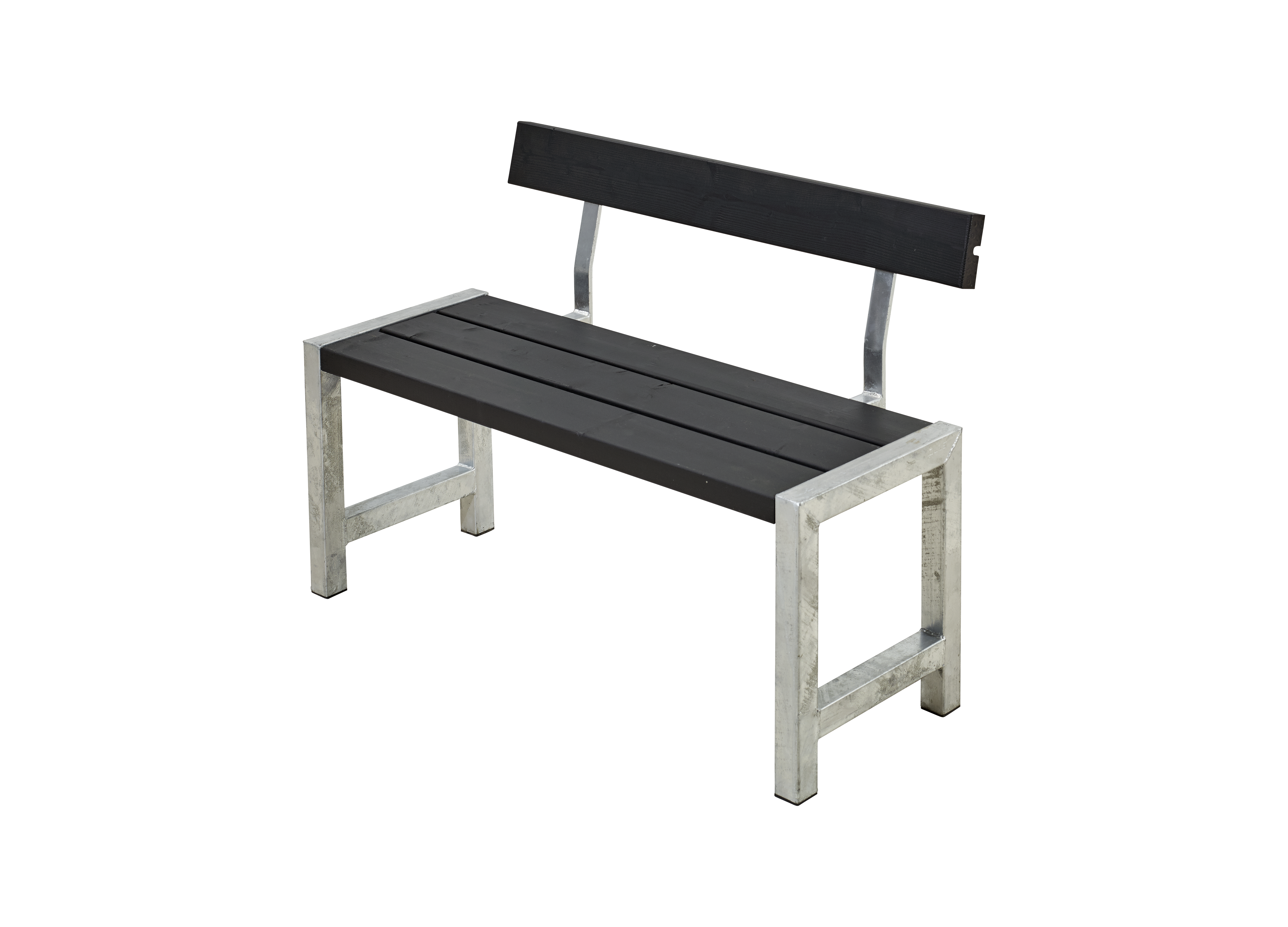 Café Plankebænk m/ryglæn - 127 cm - Sort