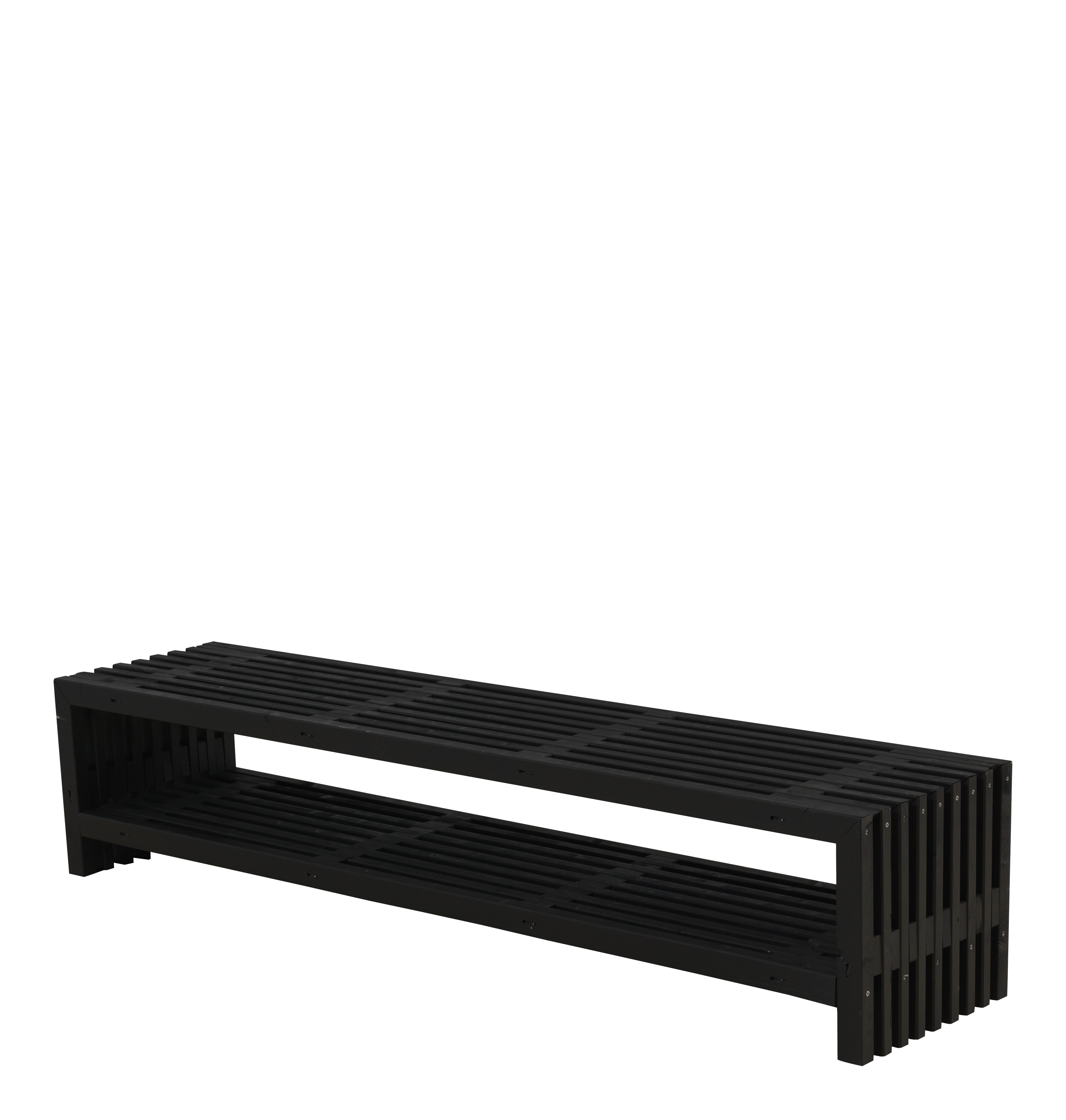 Rustik Trallebænk Design m/hylde - 218×49 cm - Sort