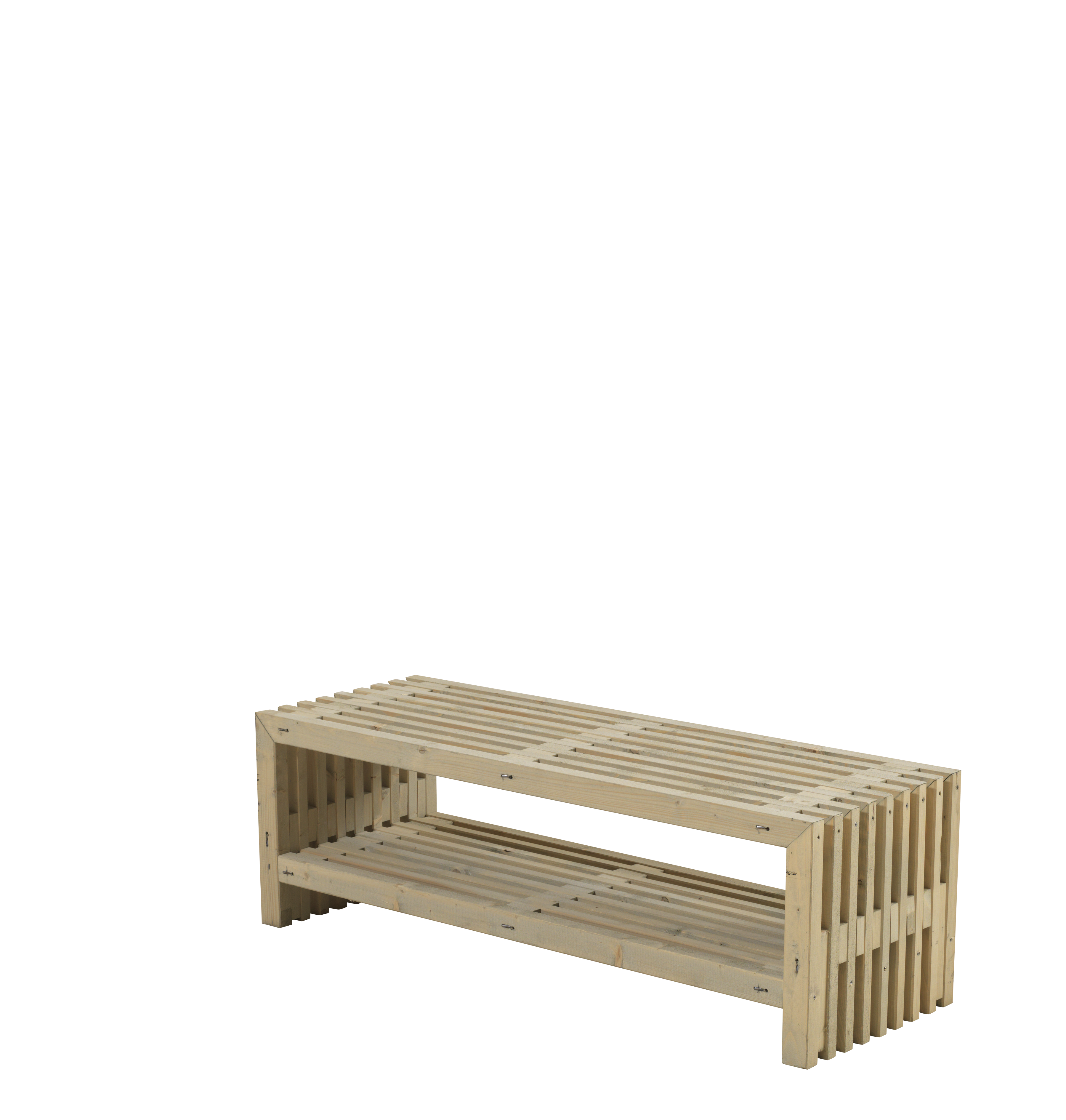 Rustik Trallebænk Design m/hylde - 138×49 cm - Drivtømmerfarve