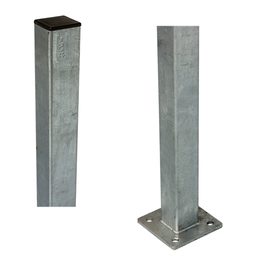 Stålstolpe med fod 4,5×4,5×95 cm - inkl. 1 stk. stolpeafdækning