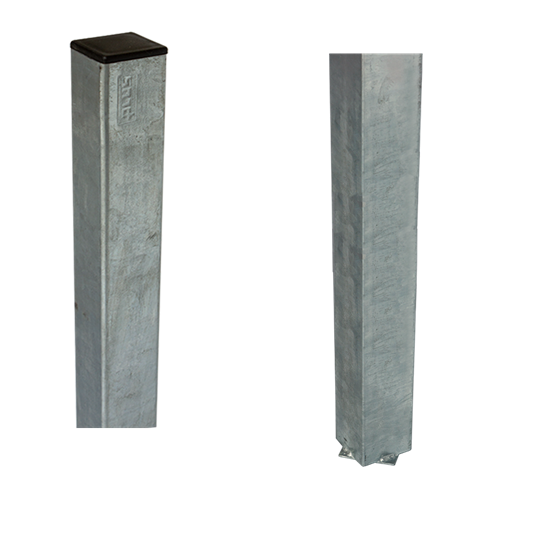 Stålstolpe 4,5x4,5x186 cm - til nedstøbning - inkl. stolpeafdækning