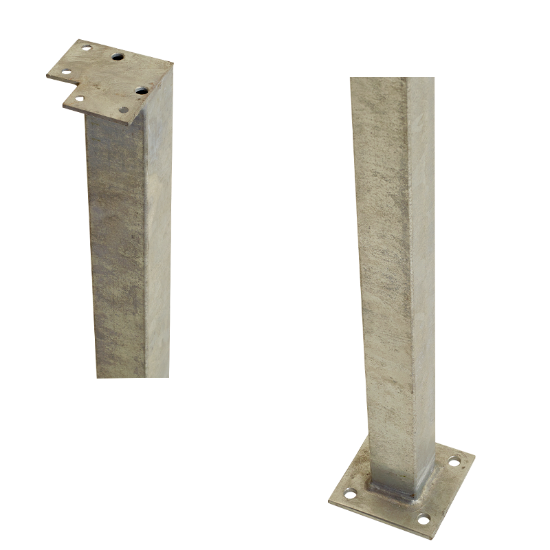 Stålstolpe m/fod til gelænder - hjørnestolpe - 4,5x4,5x103,3 cm