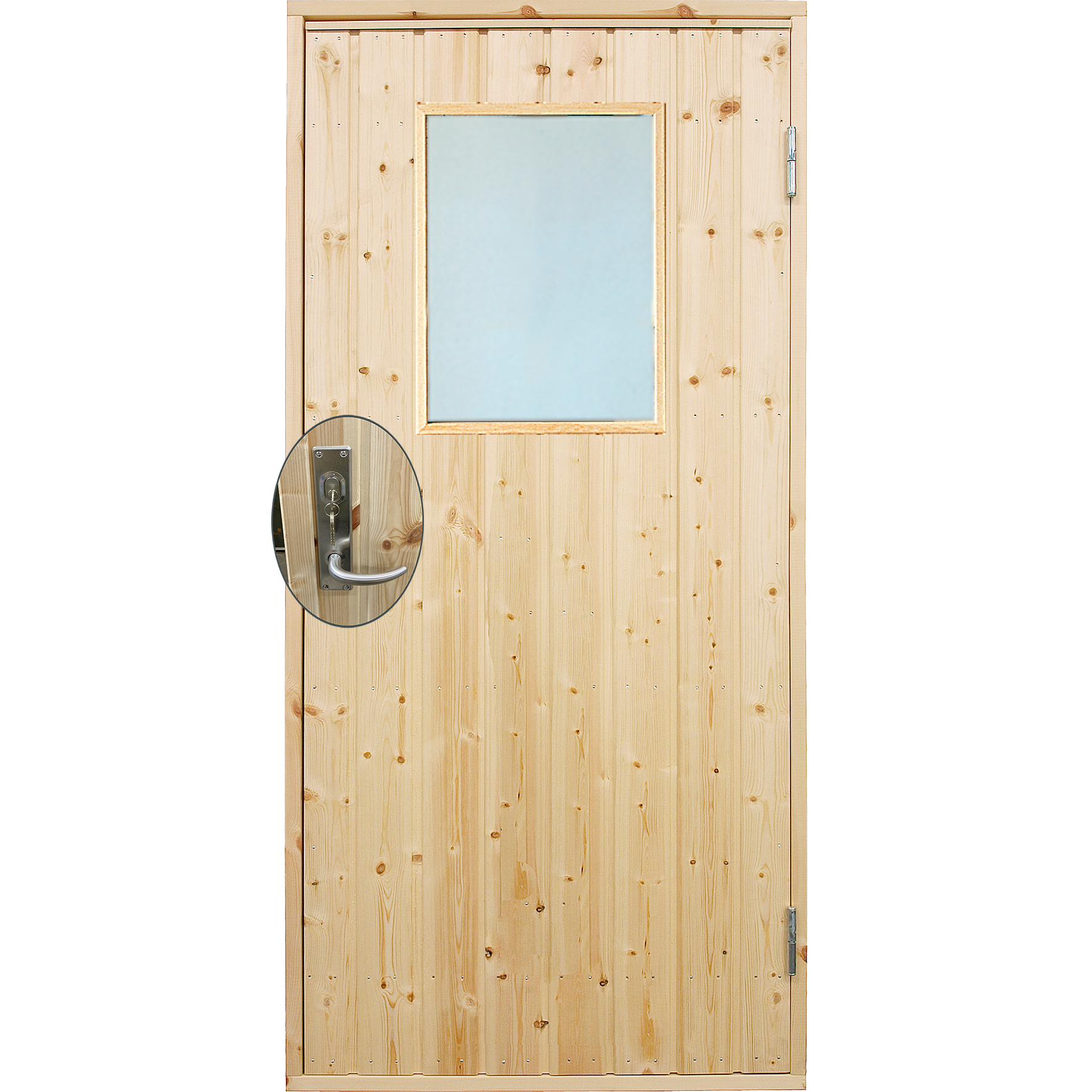 Udhusdør std. panel m/vindue inkl. karm/montagesæt - HU - 88,6×197,8 cm