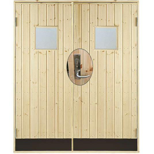 Dbl. udhusdør panel m/vindue inkl. karm/montagesæt - HU - 151,2×197,8 cm
